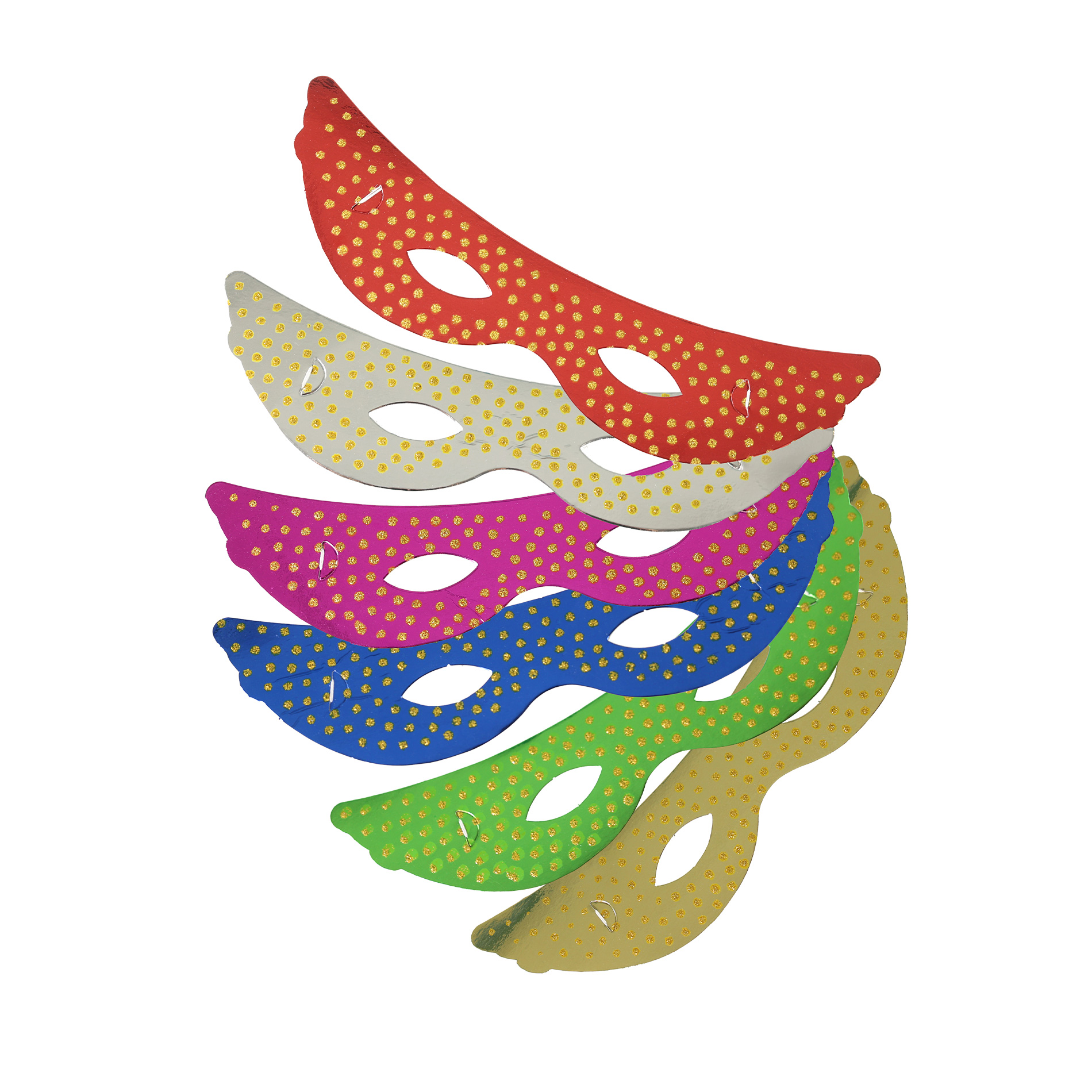 Papírová škraboška zlaté tečky 6 ks v sáčku