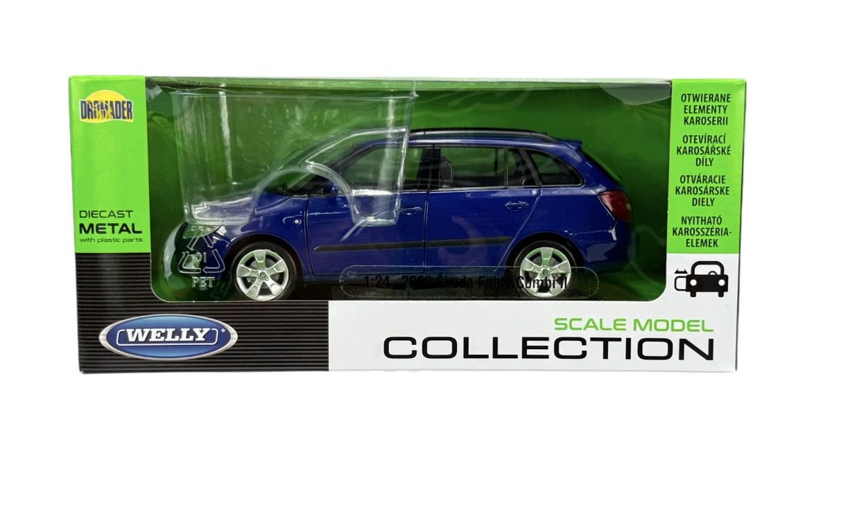 Welly auto 1:24 ŠKODA FABIA COMBI II 2009 modrá