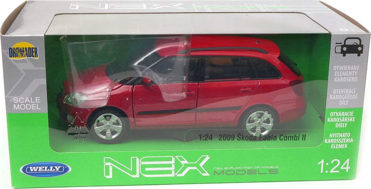 Welly auto 1:24 ŠKODA FABIA COMBI II 2009 červená