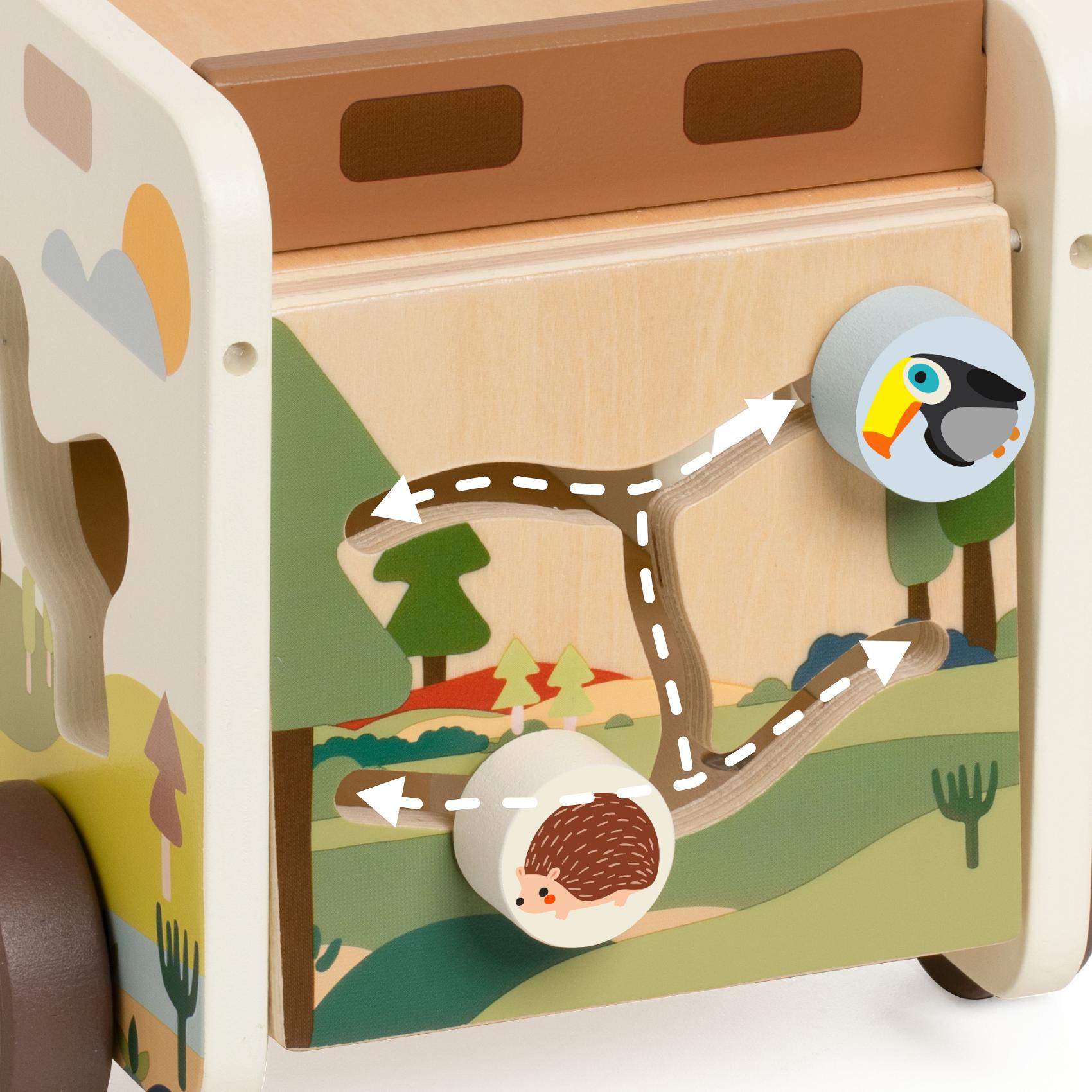Dřevěná vkládačka auto safari 9 ks v krabici