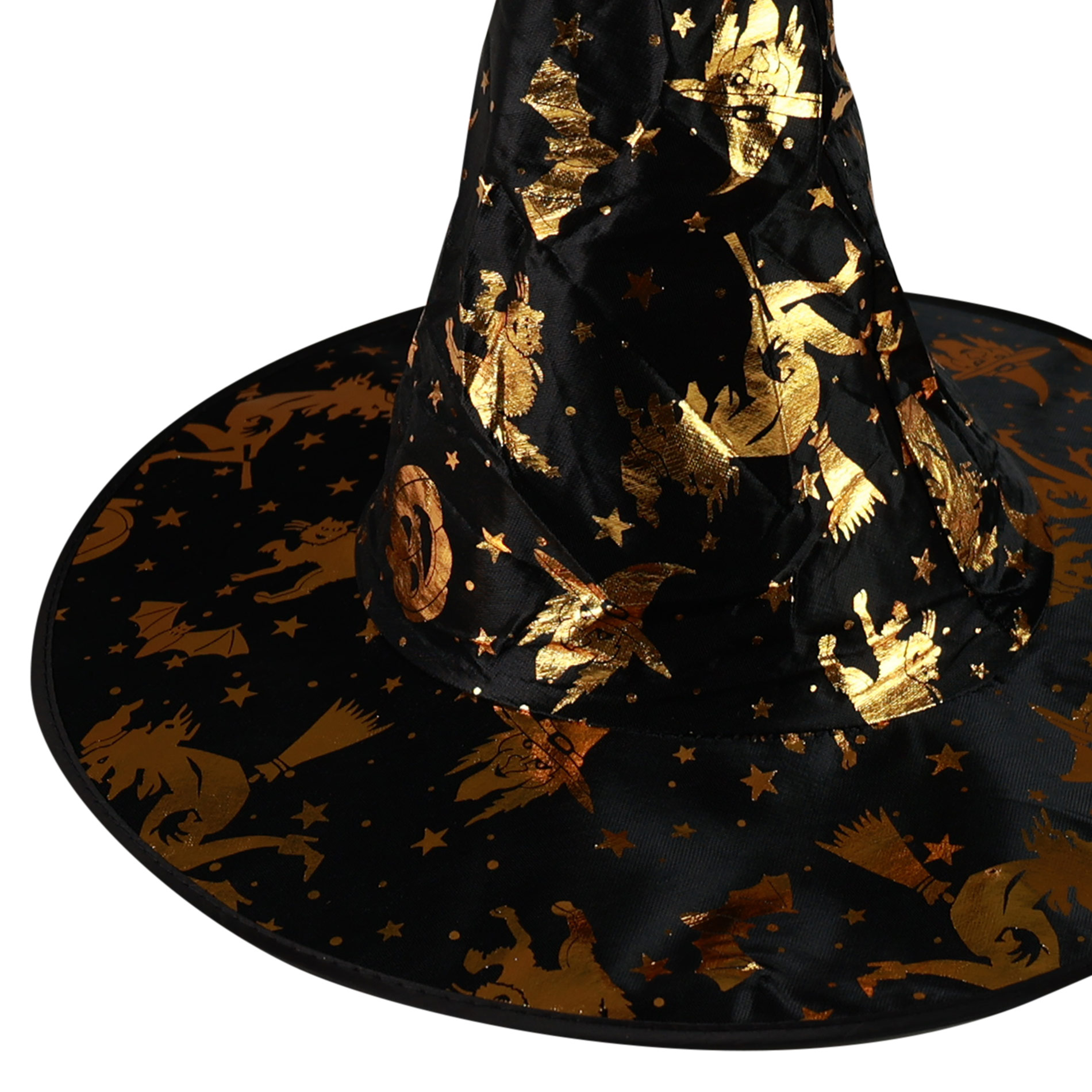 Dětský klobouk čarodějnice zlatý dekor