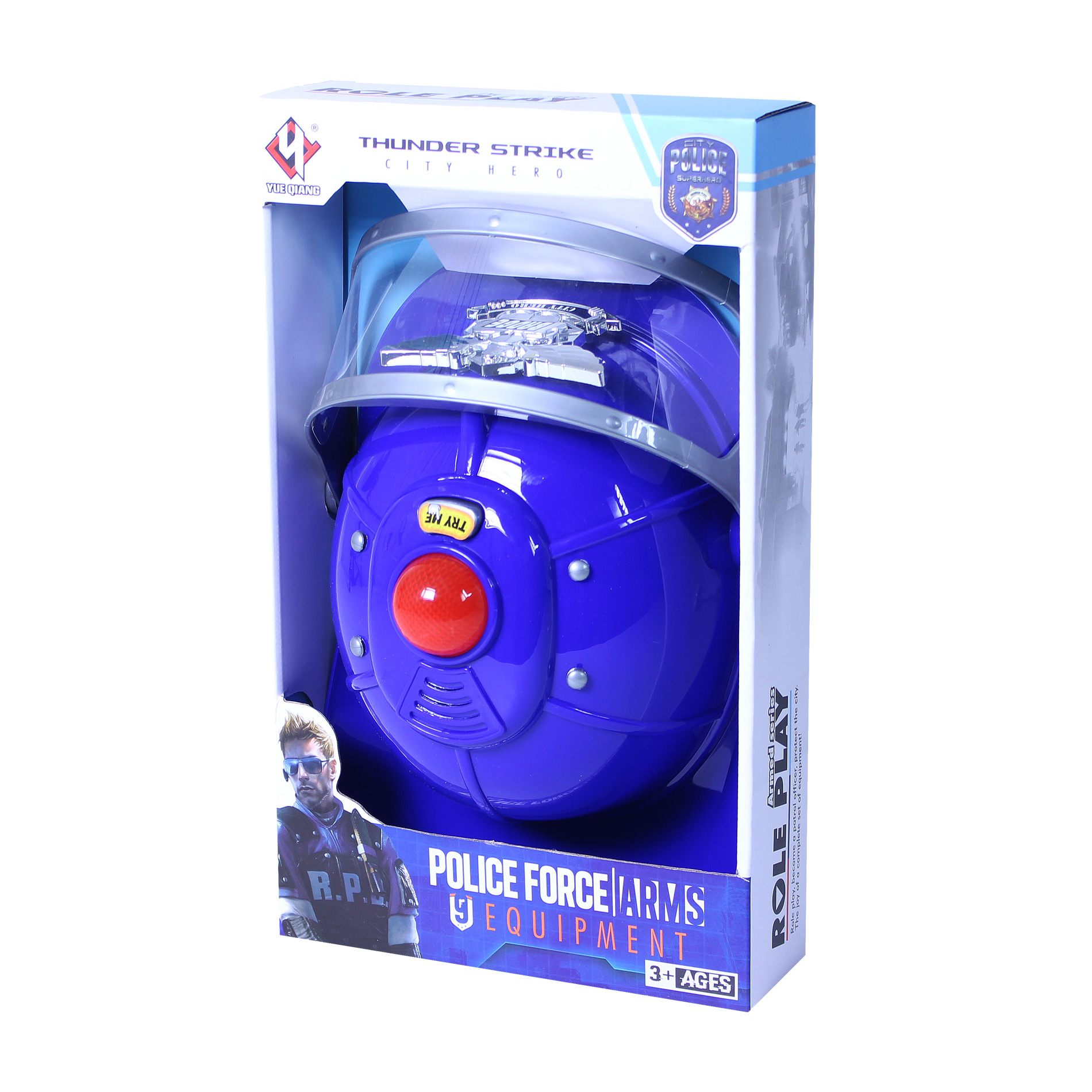 Policejní helma se zvukem a světlem