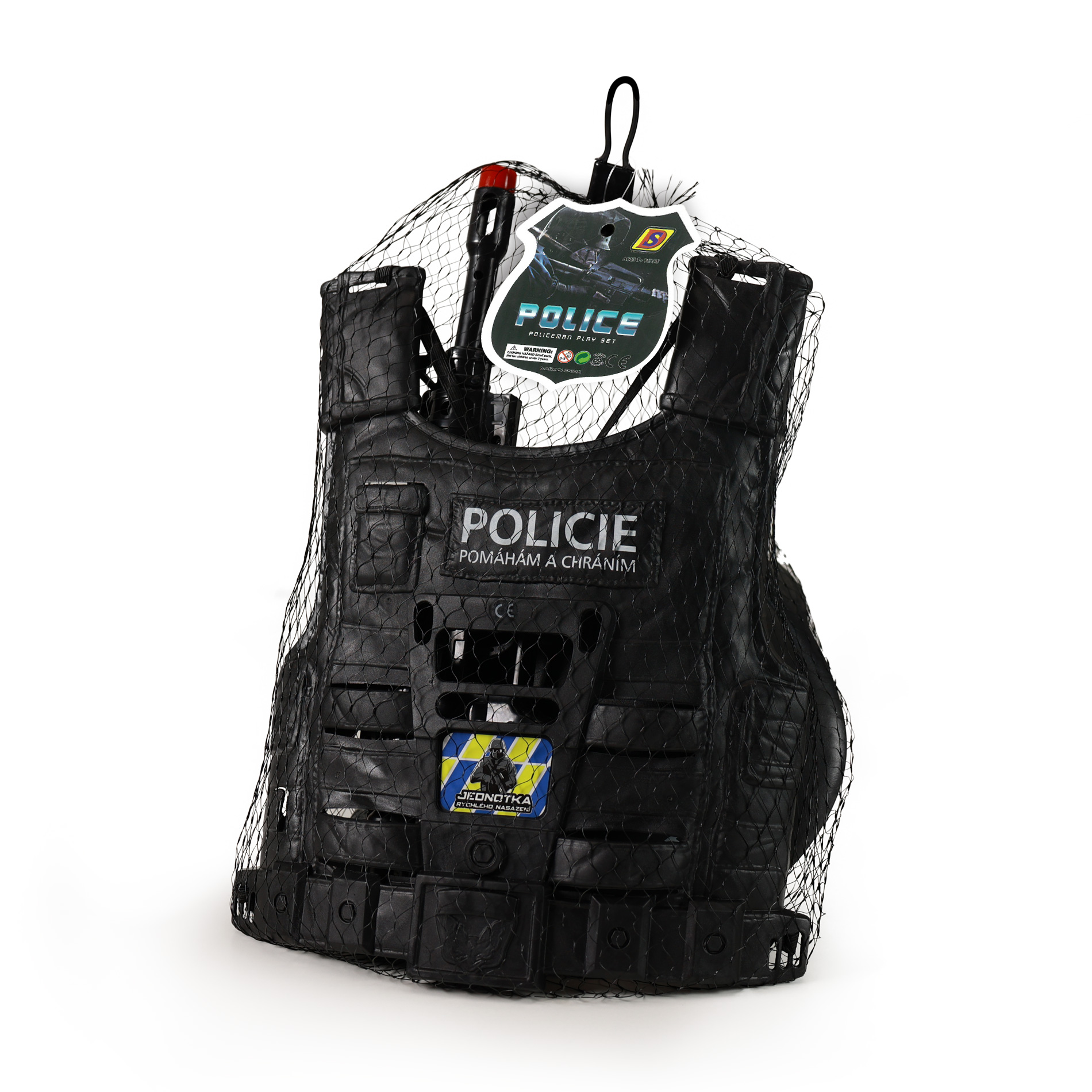 Policejní vesta s českými nápisy a příslušenstvím