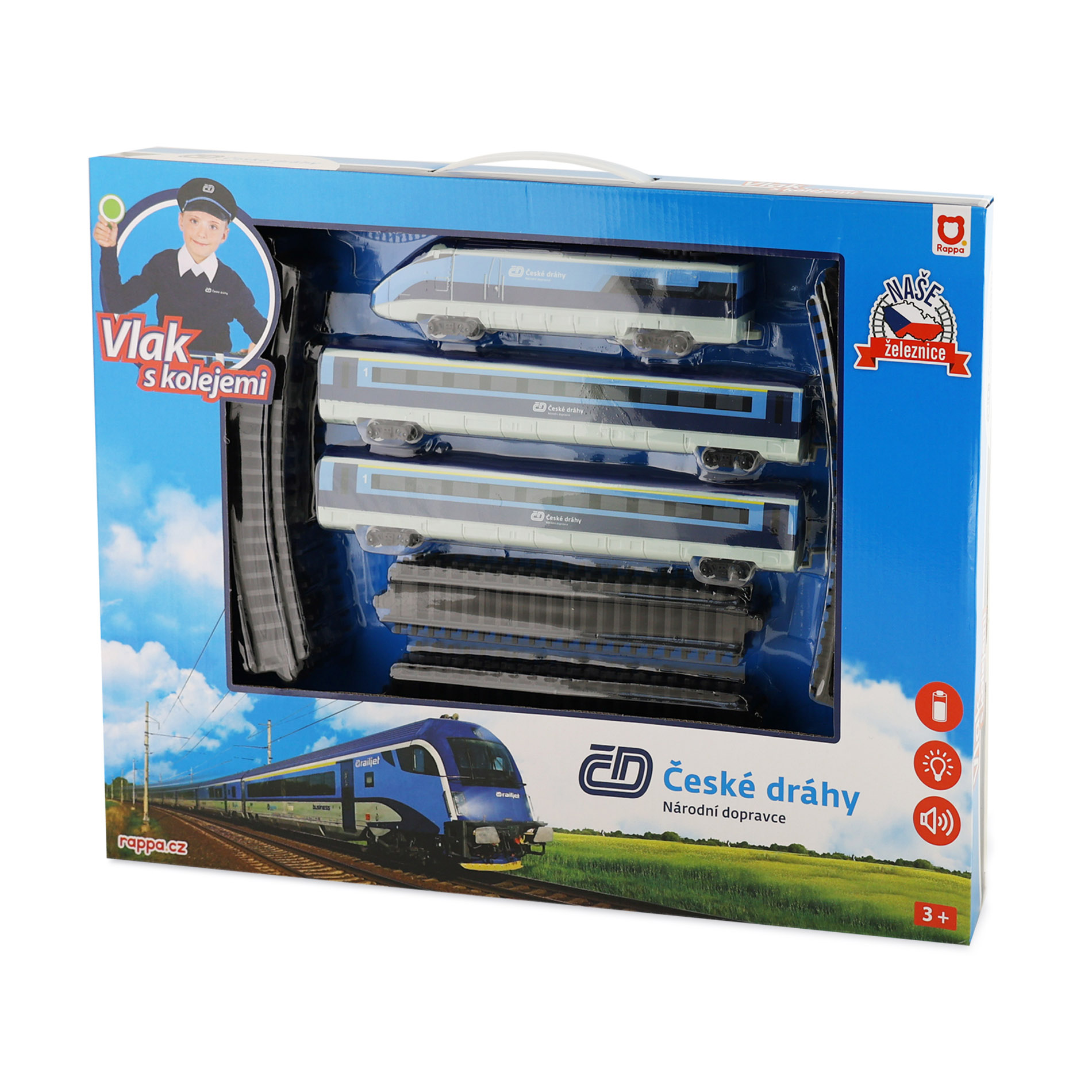 Vlak České dráhy se zvukem a světlem