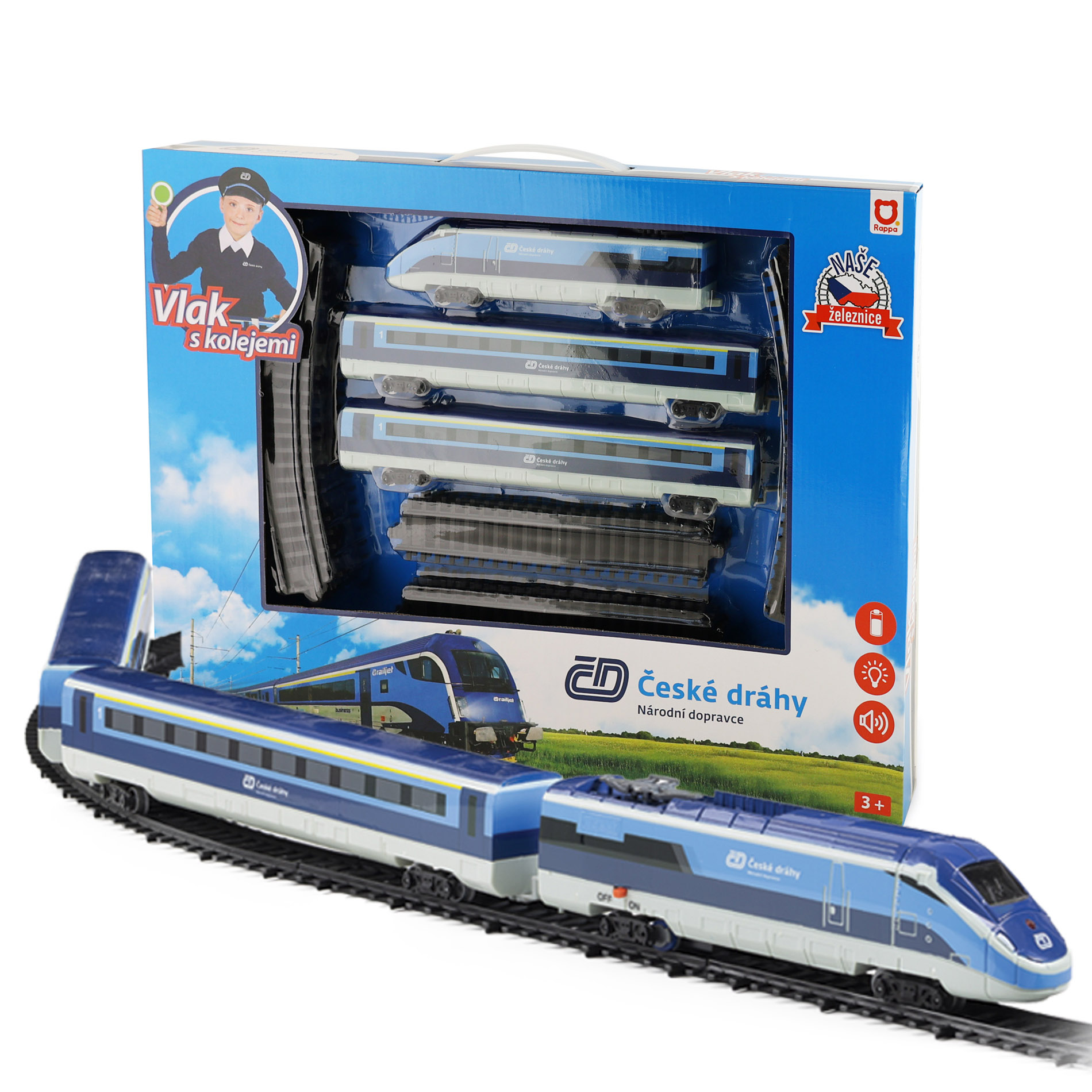 Vlak České dráhy se zvukem a světlem