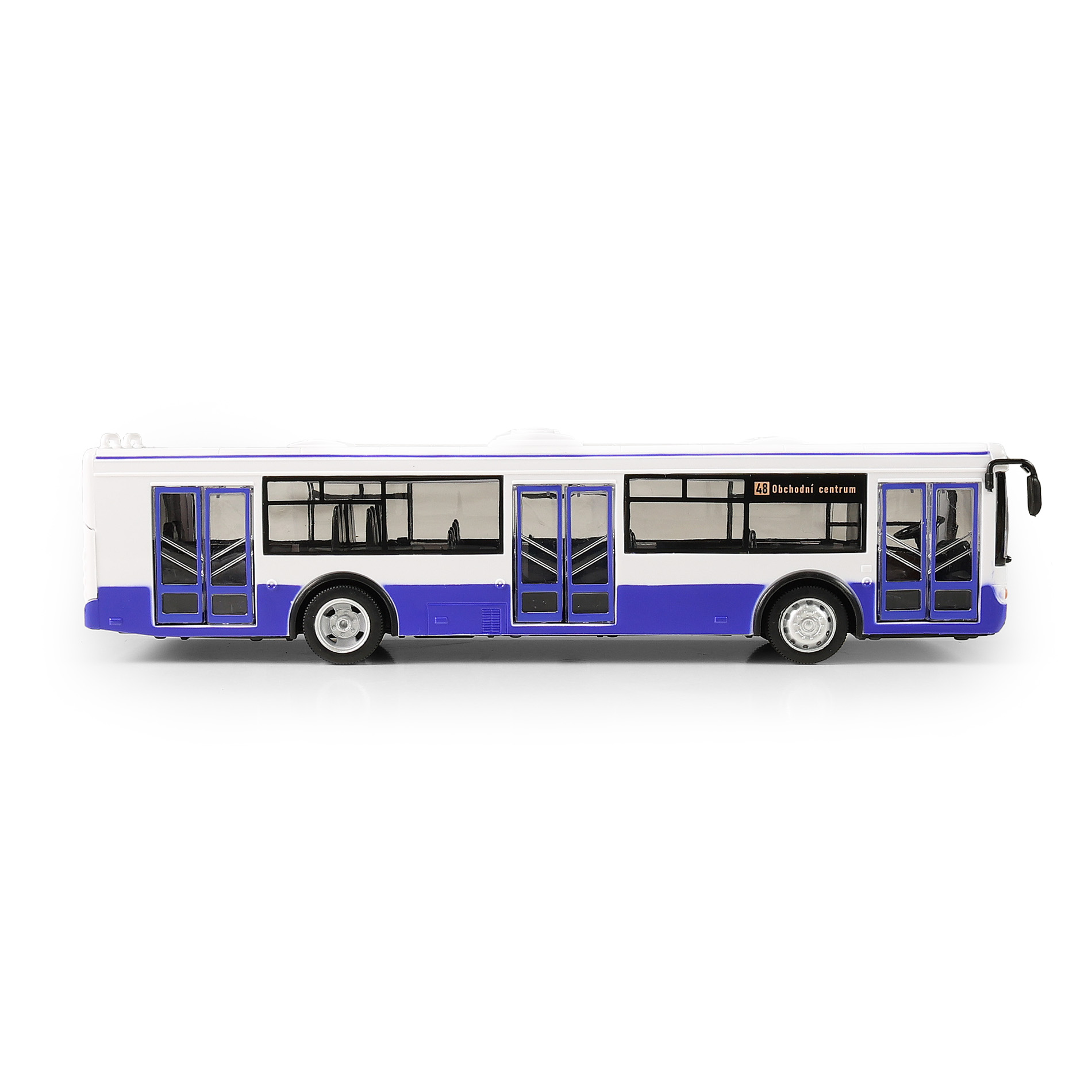 Autobus který hlásí zastávky česky 28 cm modrý