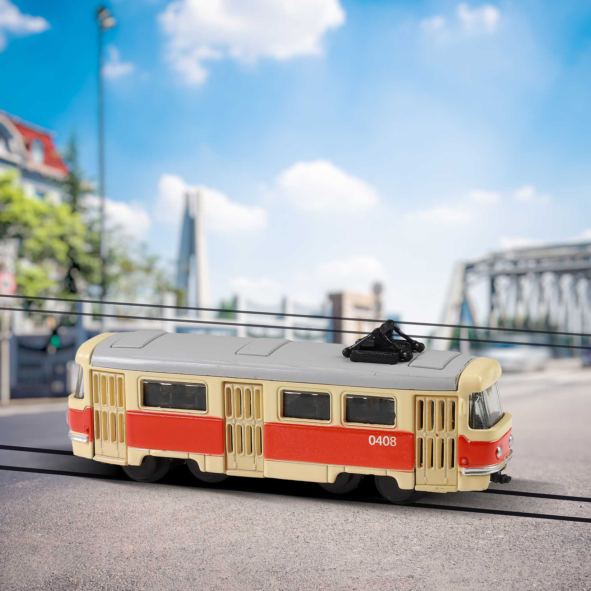 Kovová česká retro tramvaj mini 8.5 cm