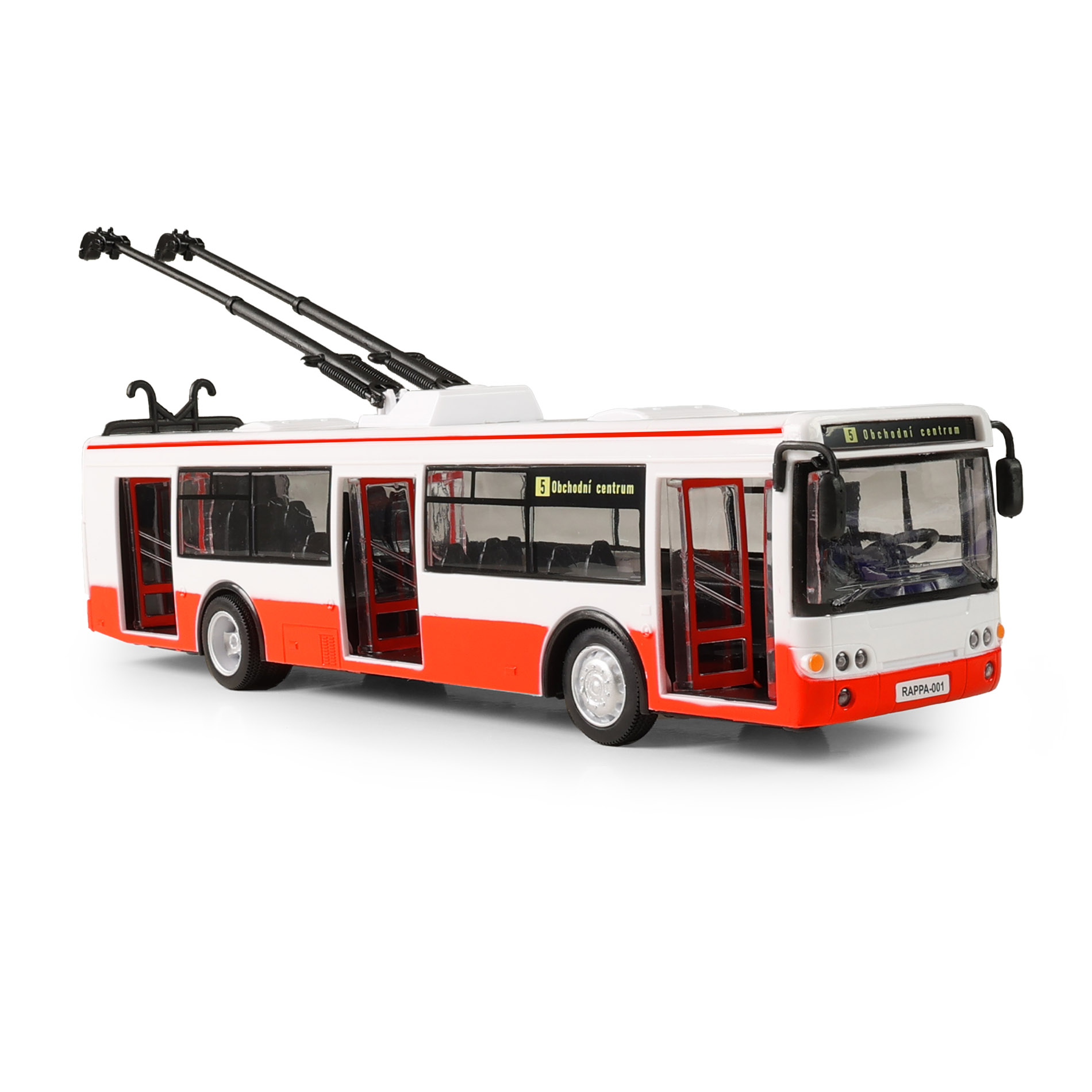 Trolejbus který hlásí zastávky česky 28 cm
