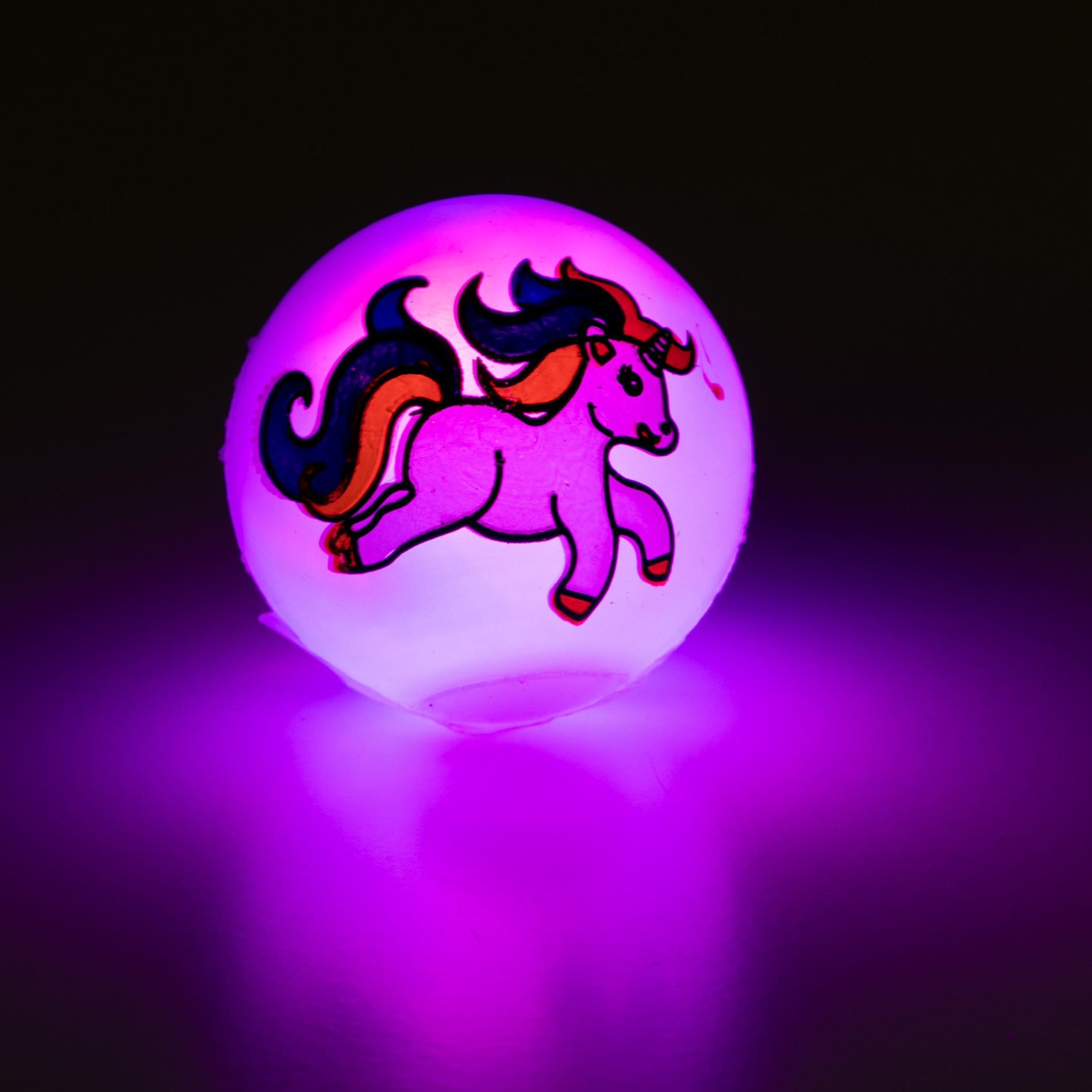 Skákací míček jednorožec se světlem 5.5 cm