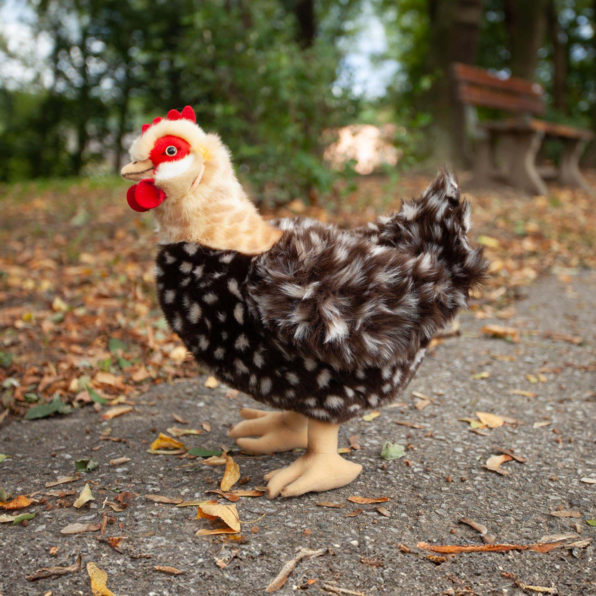 Plyšová slepice kropenatá stojící 33 cm s vejcem ECO-FRIENDLY