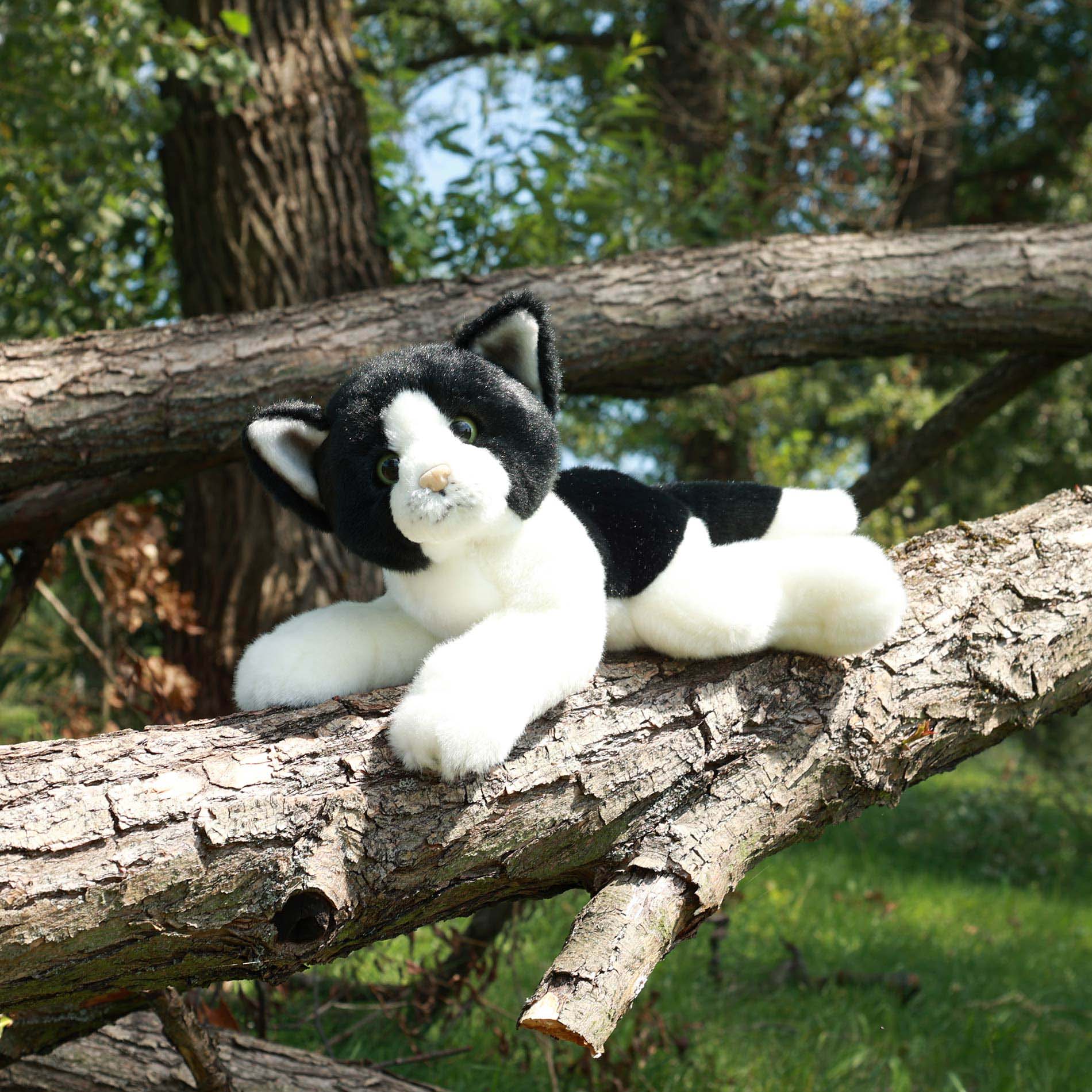 Plyšová kočka bílo-černá 30 cm ECO-FRIENDLY