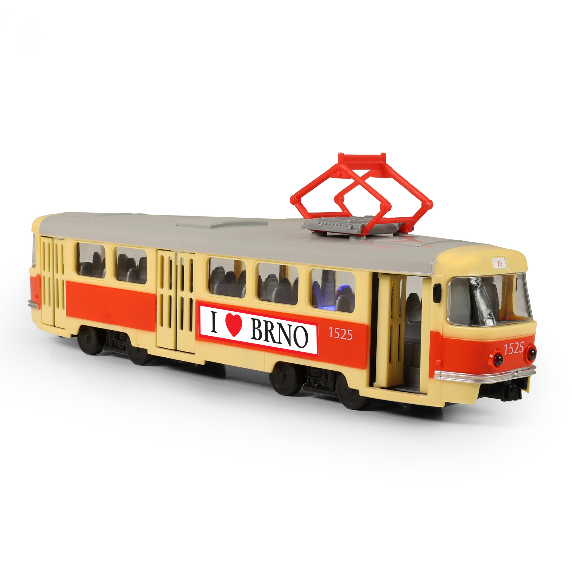 Tramvaj která hlásí zastávky česky 28 cm BRNO