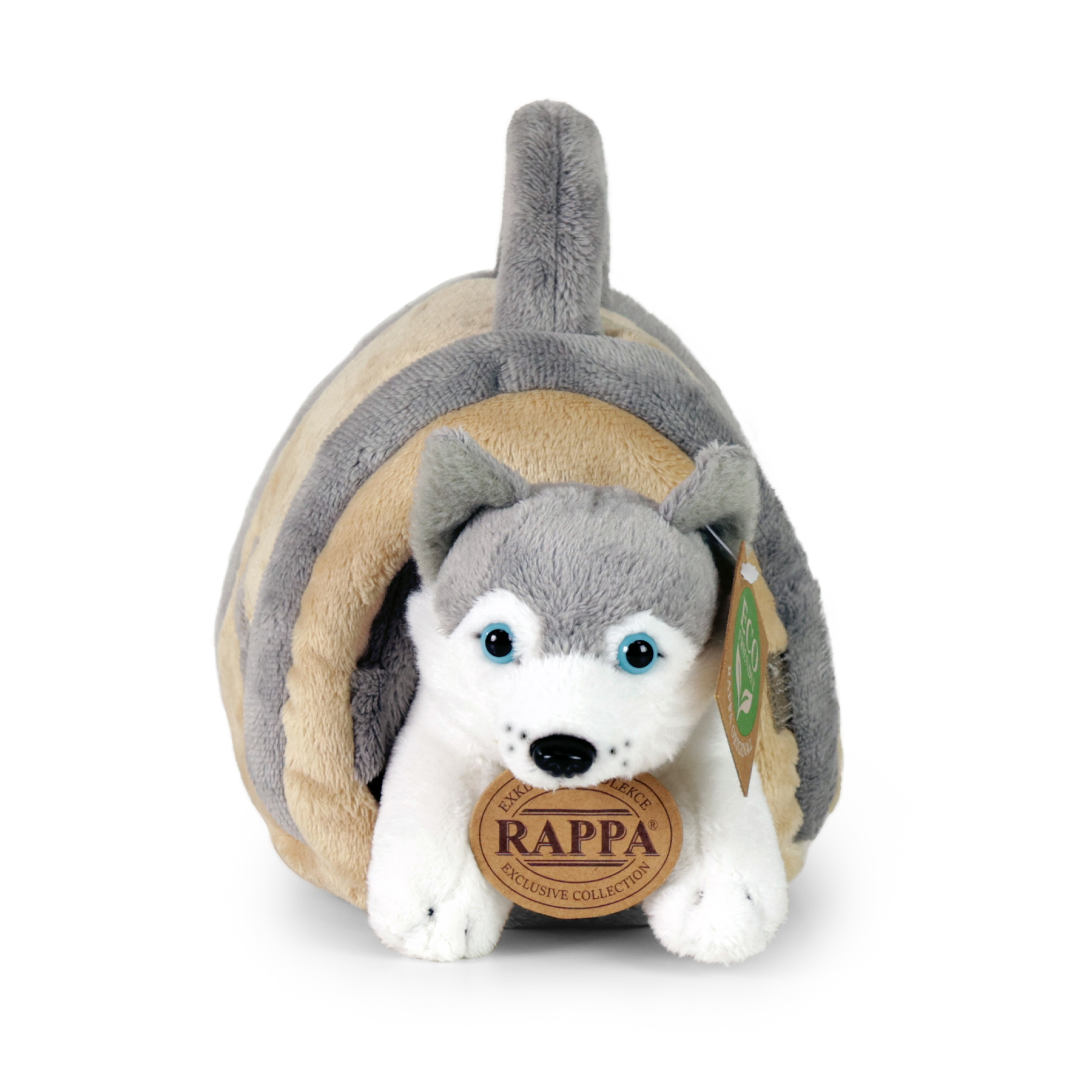 Plyšový pes husky 13 cm s přepravkou ECO-FRIENDLY