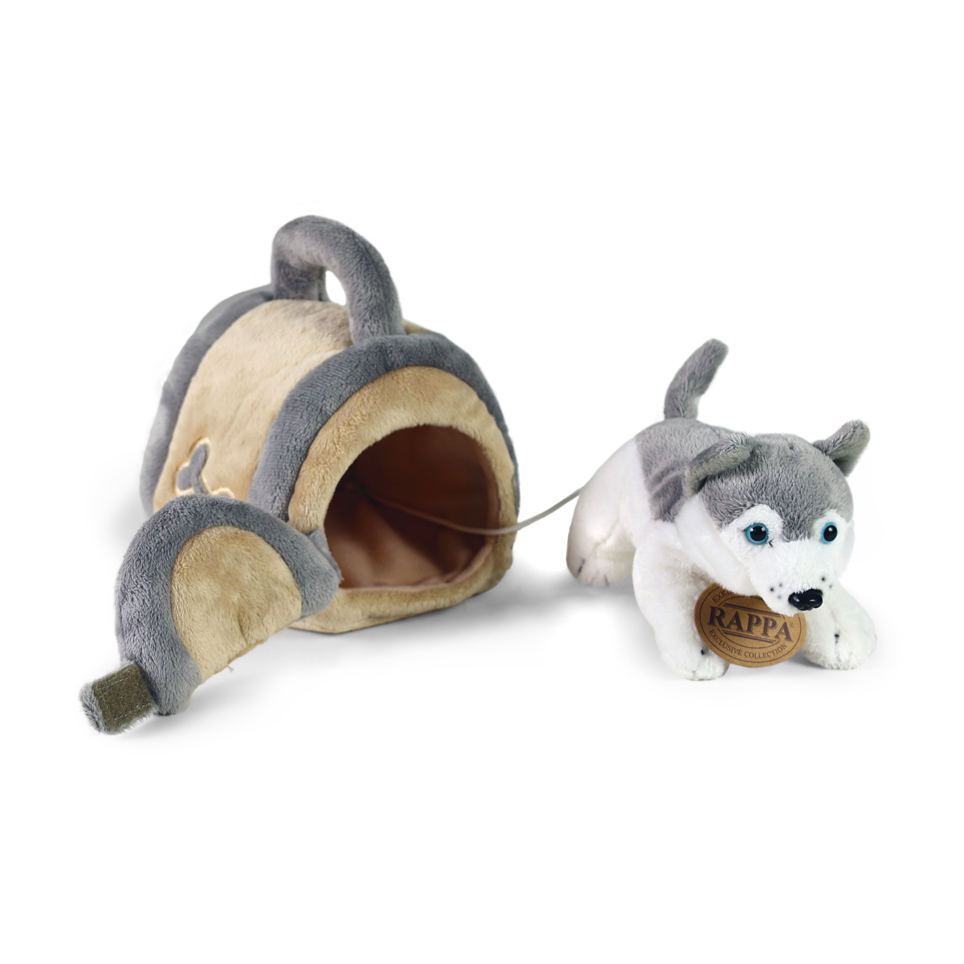 Plyšový pes husky 13 cm s přepravkou ECO-FRIENDLY