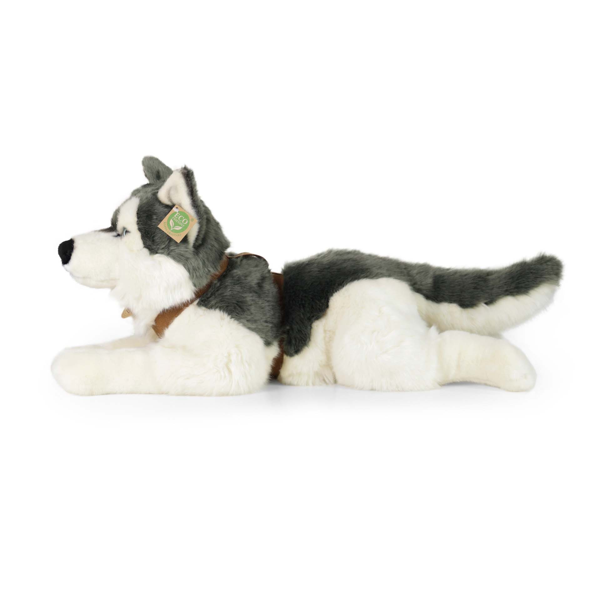 Velký plyšový pes husky s postrojem 60 cm ECO-FRIENDLY