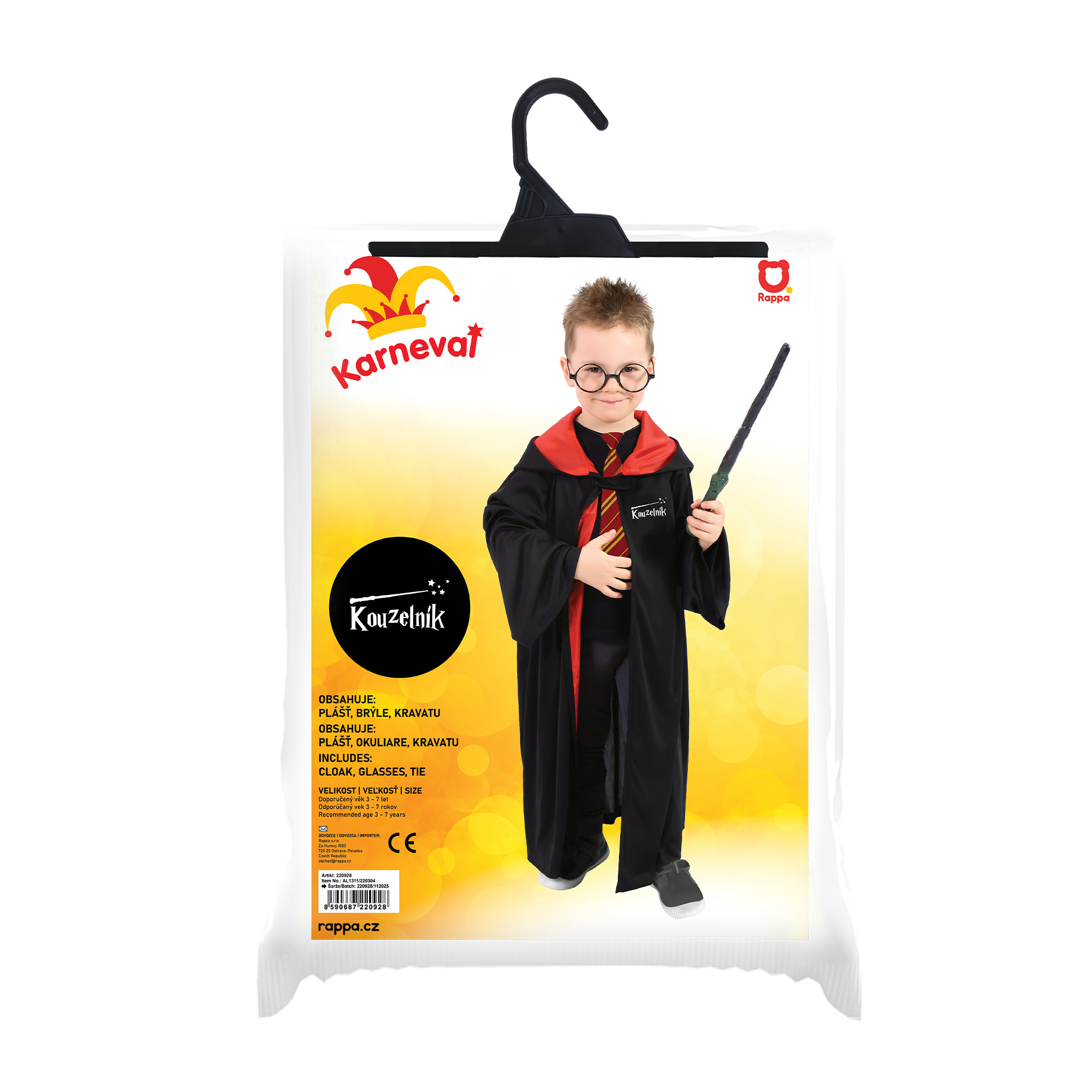 Dětský kouzelnický plášt s kapucí a brýlemi