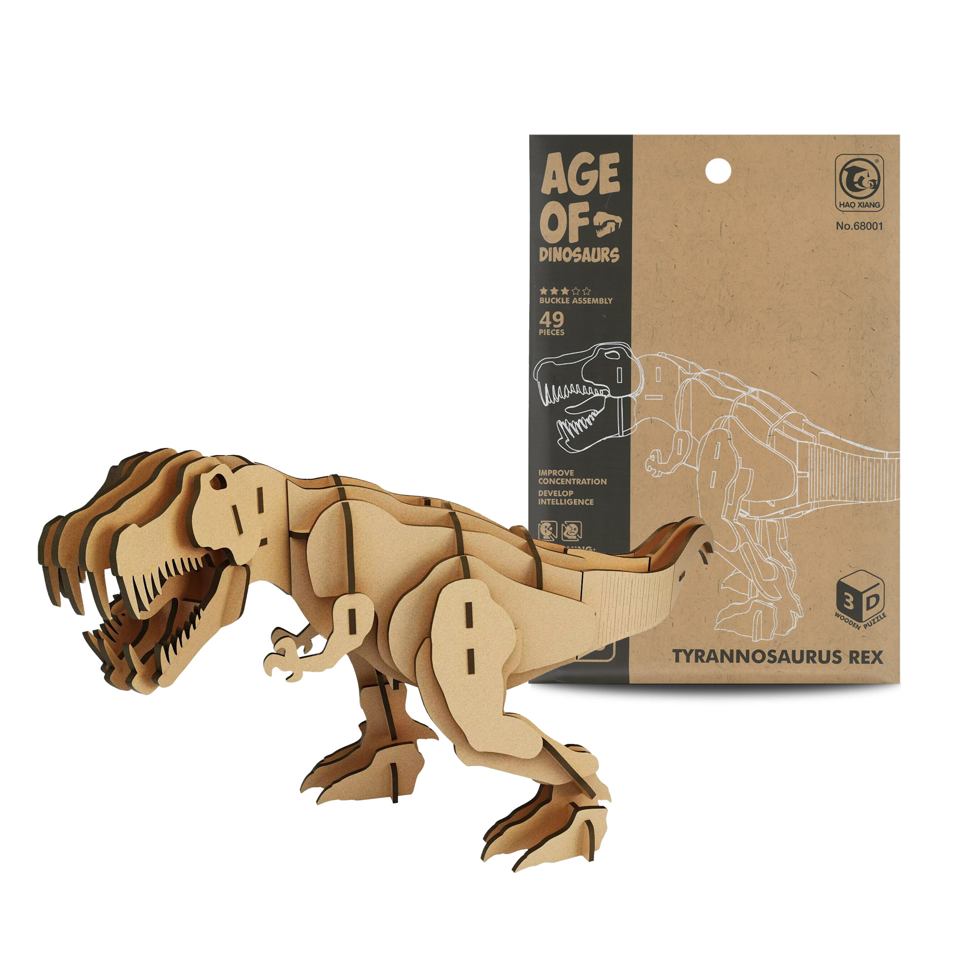Dřevěné 3D puzzle Tyrannosaurus Rex