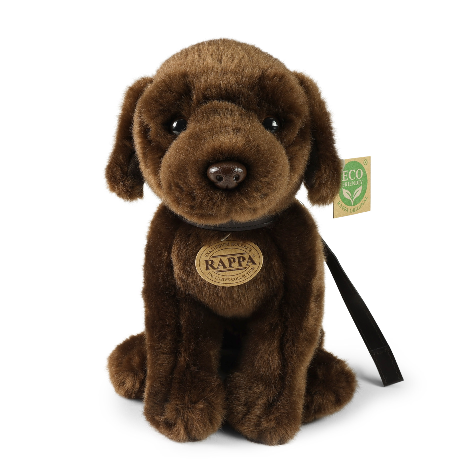 Plyšový pes labrador hnědý s vodítkem 25 cm ECO-FRIENDLY