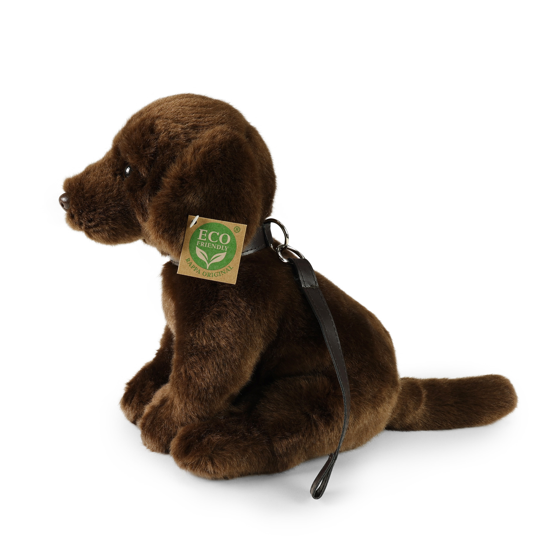 Plyšový pes labrador hnědý s vodítkem 25 cm ECO-FRIENDLY