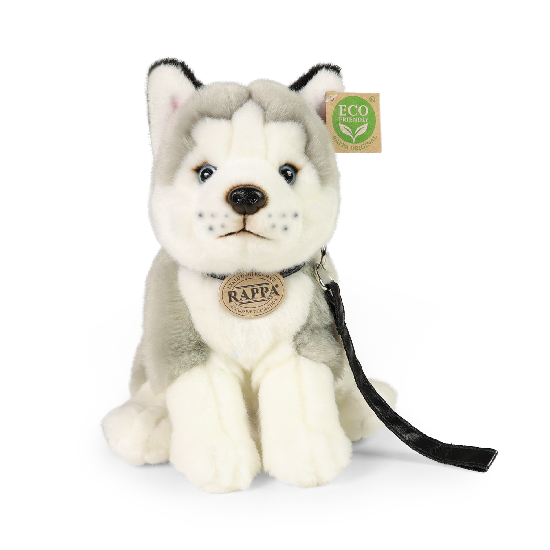 Plyšový pes husky s vodítkem 28 cm ECO-FRIENDLY