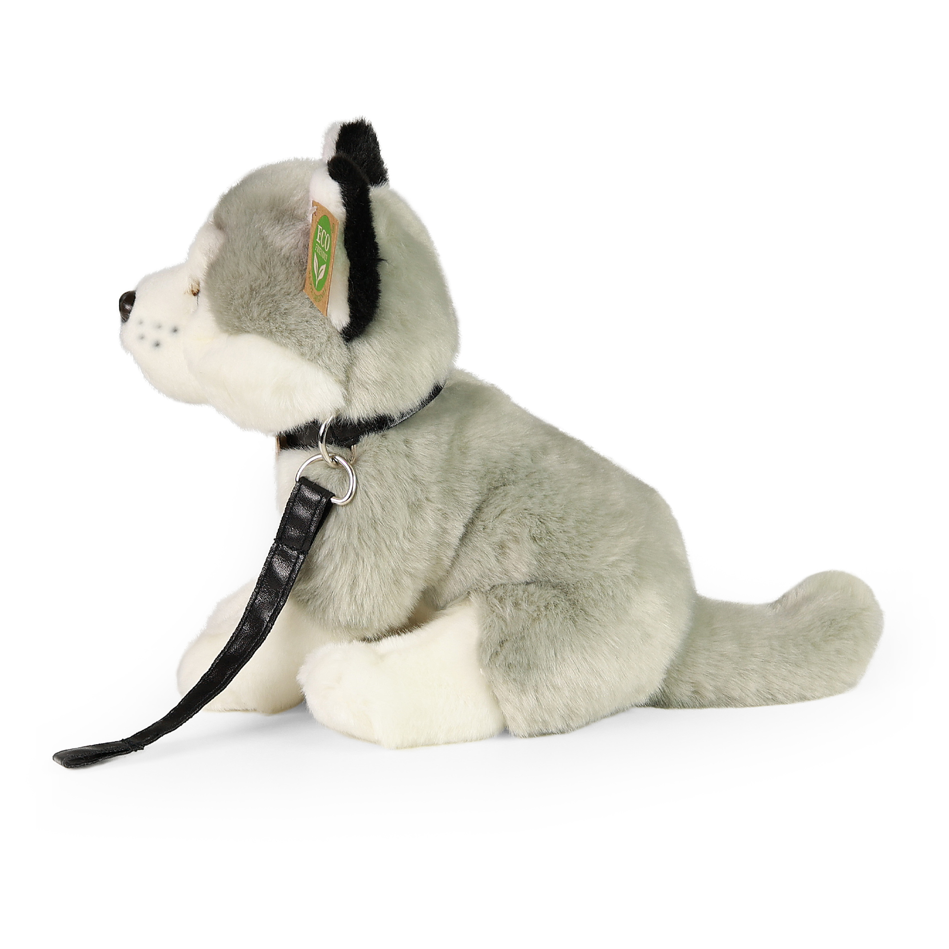 Plyšový pes husky s vodítkem 28 cm ECO-FRIENDLY