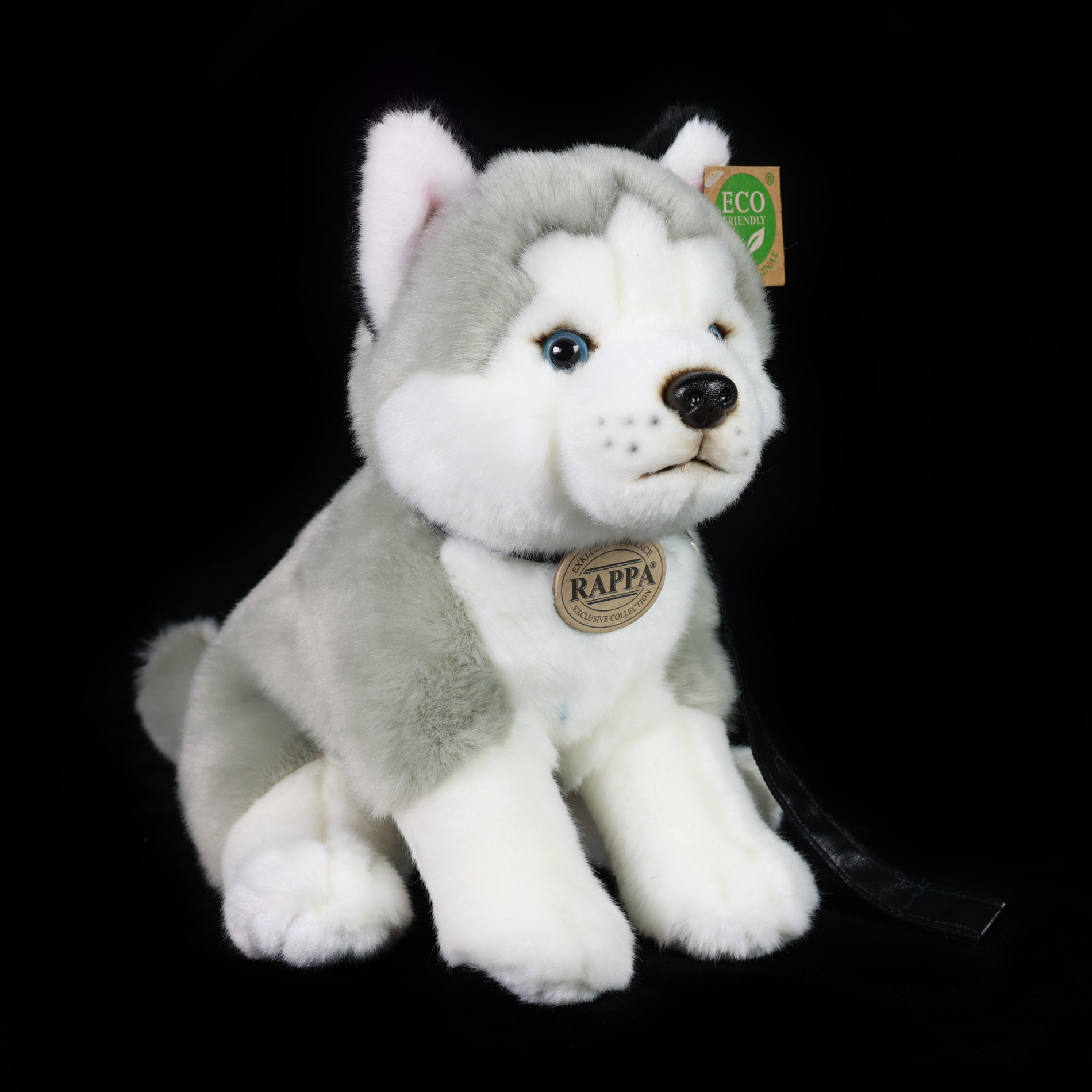 Plyšový pes husky s vodítkem 28 cm ECO-FRIENDLY
