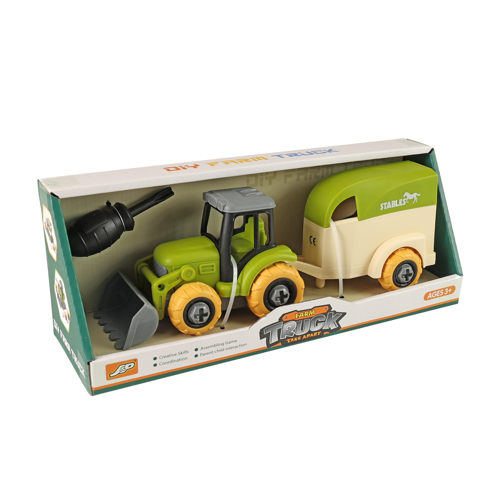 Šroubovací traktor nakladač s přívěsem pro koně 25 cm