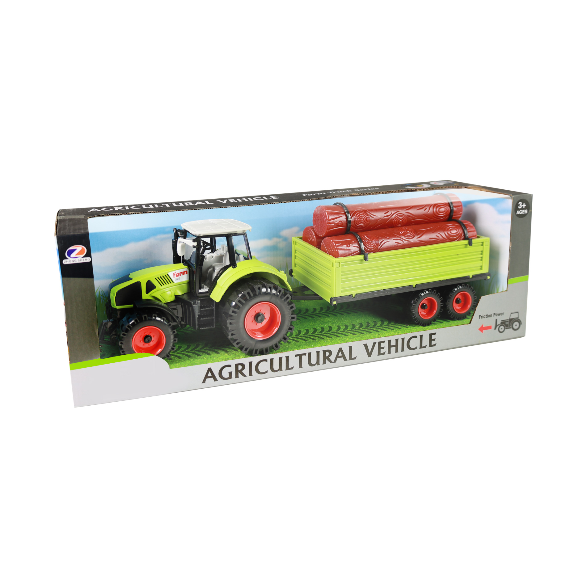 Traktor s přívěsem na dřevo 45 cm