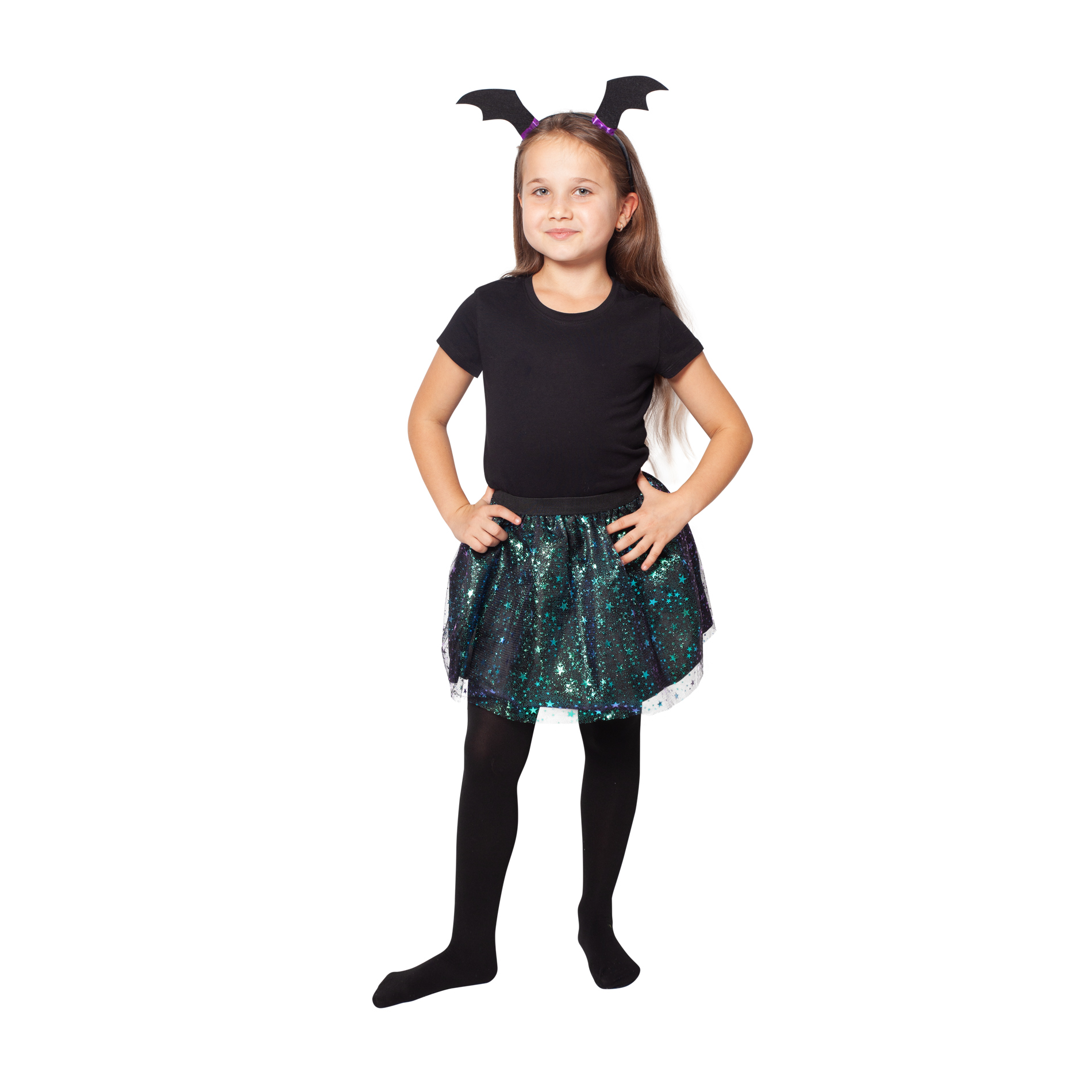 Set čarodějnice se sukní tutu a čelenkou s netopýřími oušky