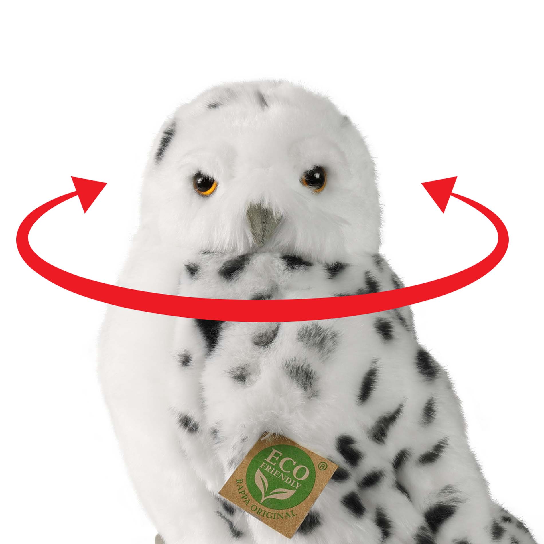 Plyšová sova/sovice sněžná s otáčející hlavou 28 cm ECO-FRIENDLY