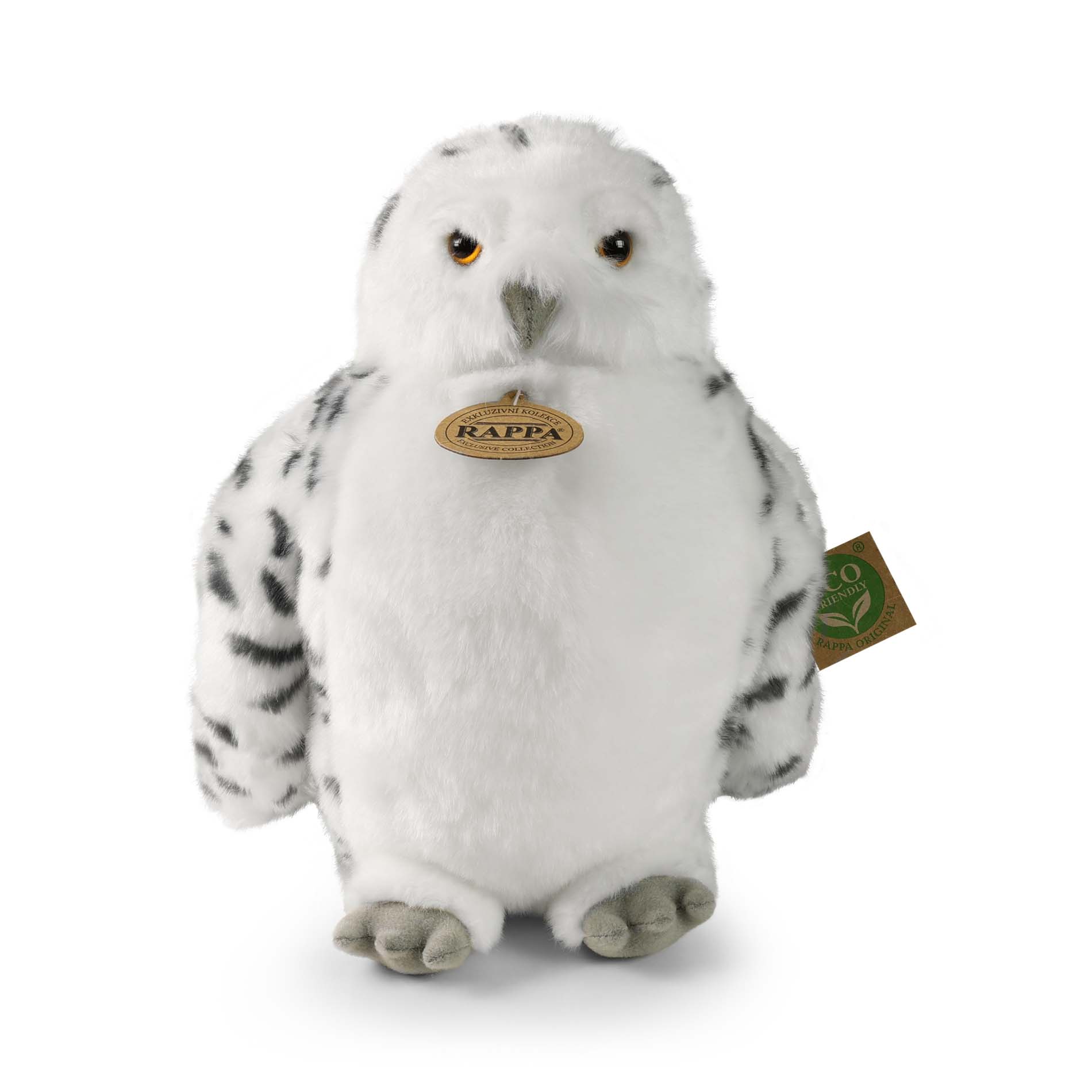 Plyšová sova/sovice sněžná s otáčející hlavou 28 cm ECO-FRIENDLY