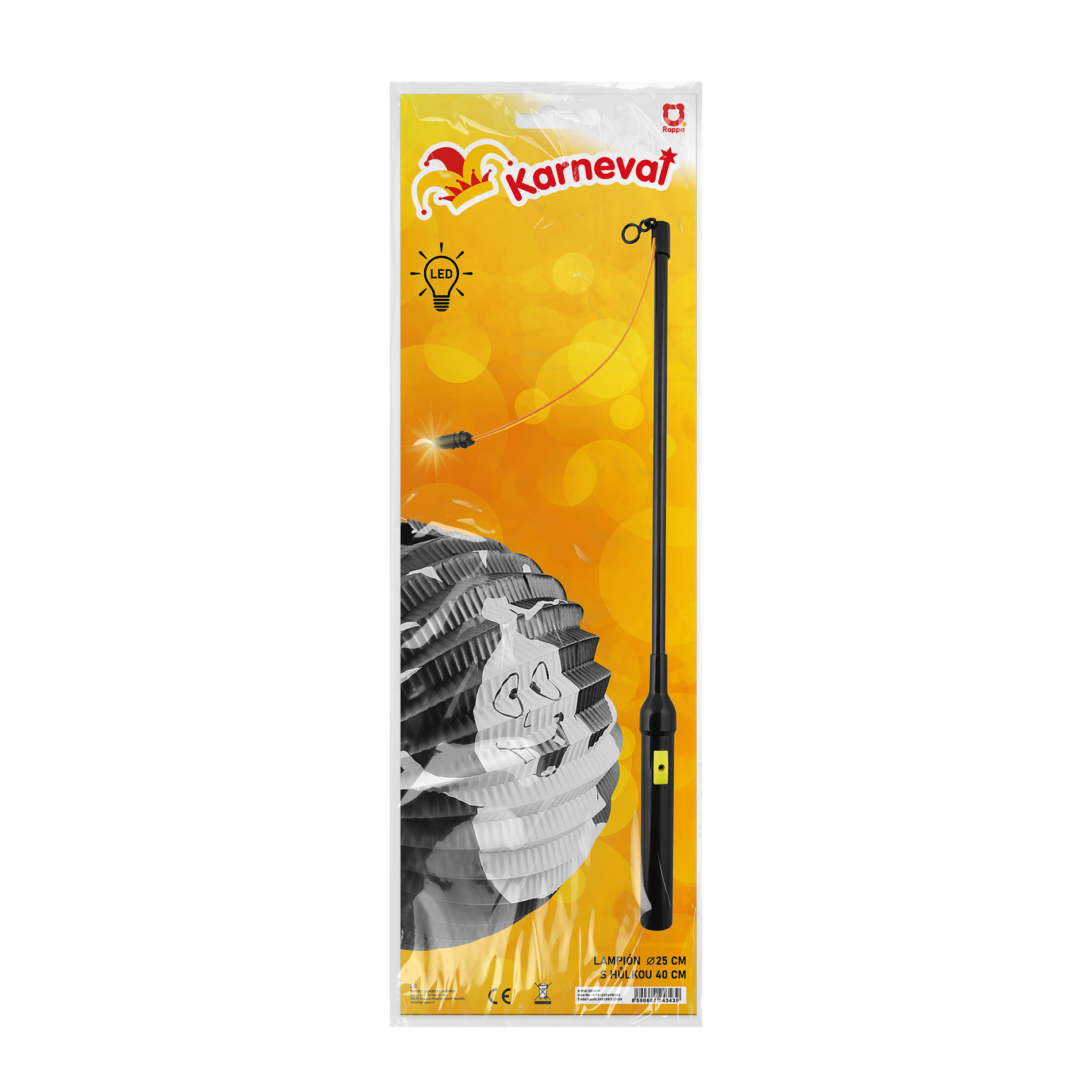 Lampión Halloween duch 25 cm se svítící hůlkou 40 cm
