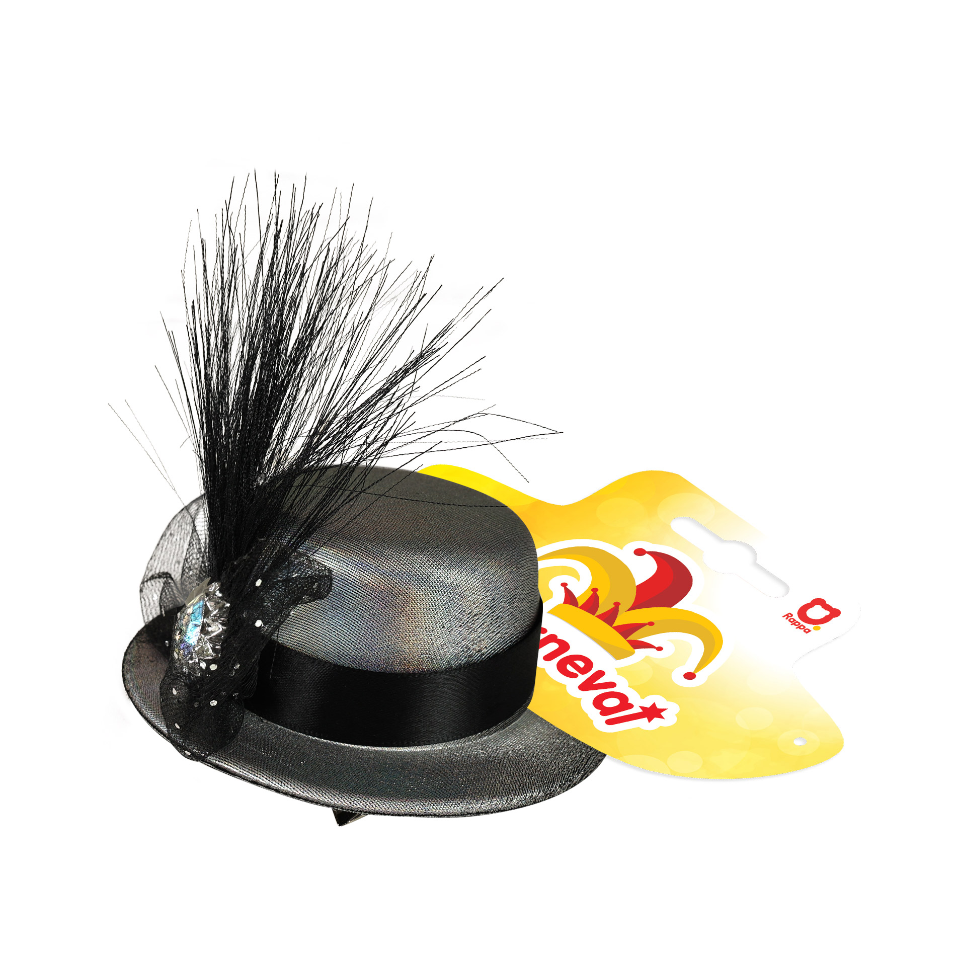 Mini klobouk stříbrný s ozdobou