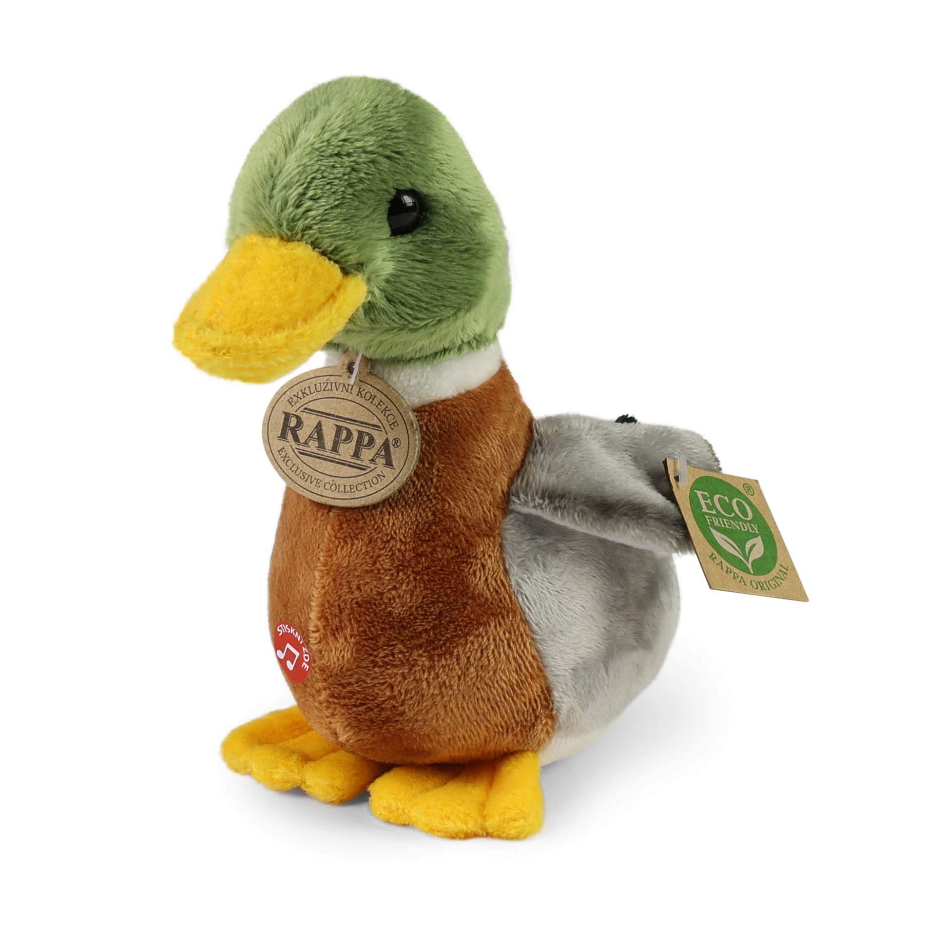 Plyšová kachna divoká se zvukem 21 cm ECO-FRIENDLY