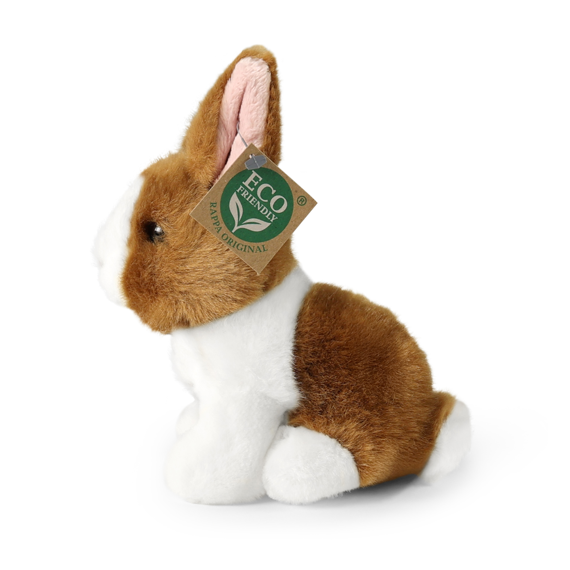 Plyšový králík bílo-hnědý sedící 16 cm ECO-FRIENDLY