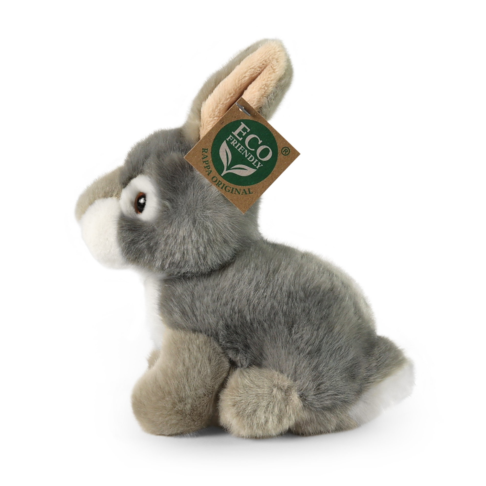 Plyšový králík šedý sedící16 cm ECO-FRIENDLY