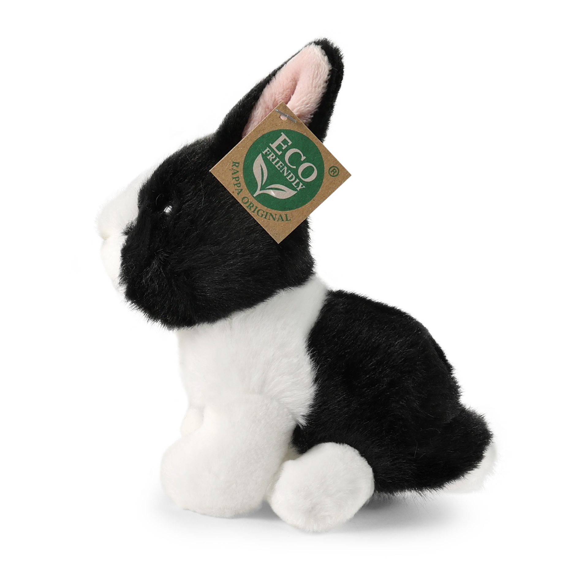 Plyšový králík bílo-černý sedící 16 cm ECO-FRIENDLY