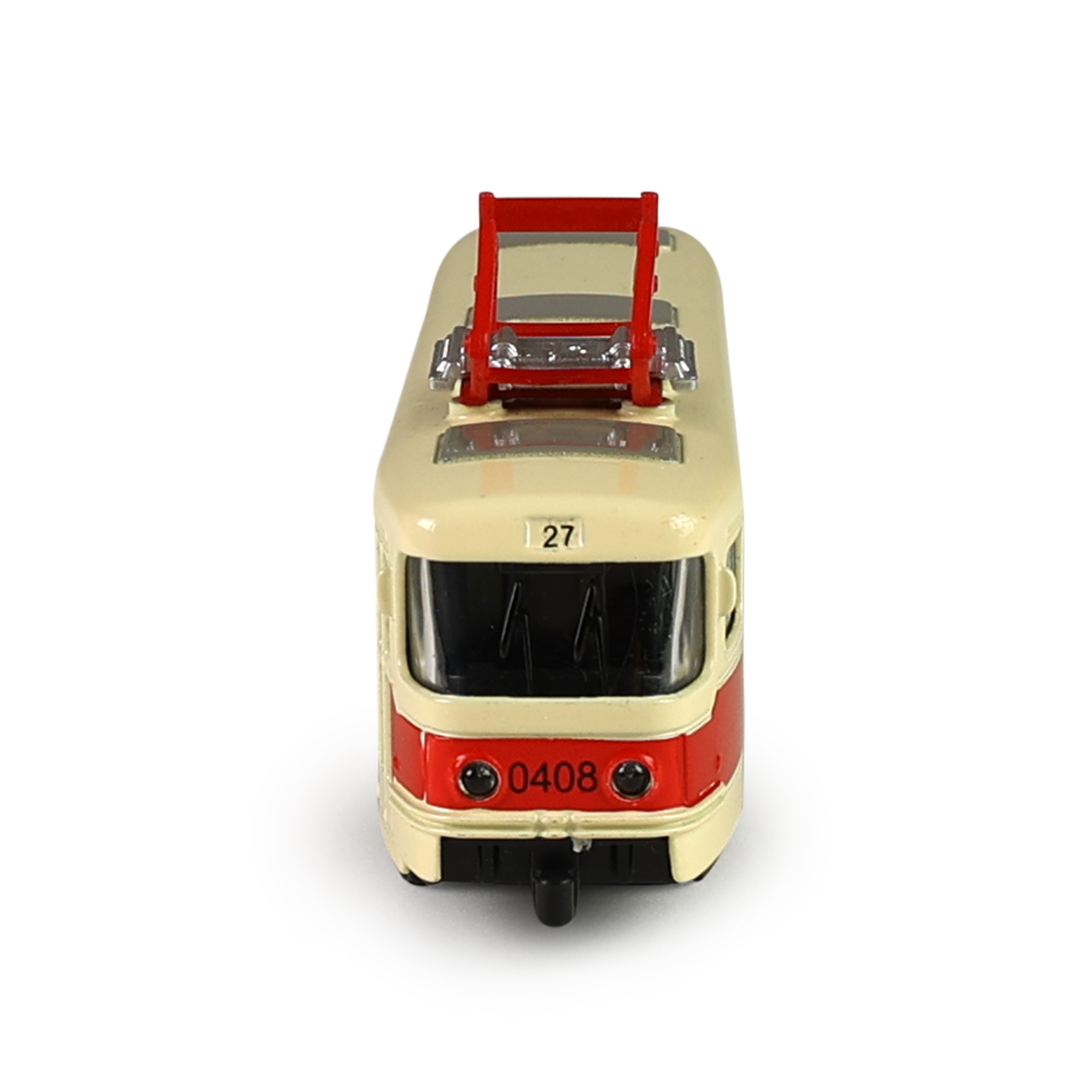 Kovová česká retro tramvaj červená 16 cm PRAGUE otevírací dveře