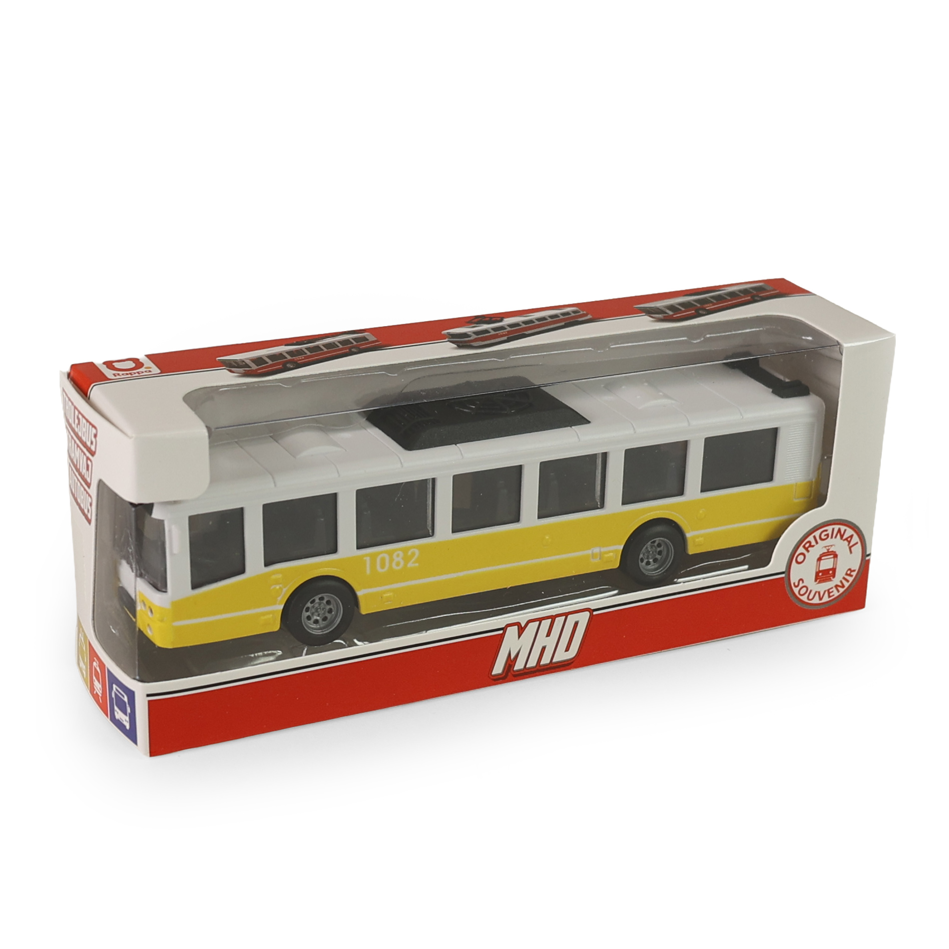 Autobus MHD žlutý 16 cm - otevírací dveře