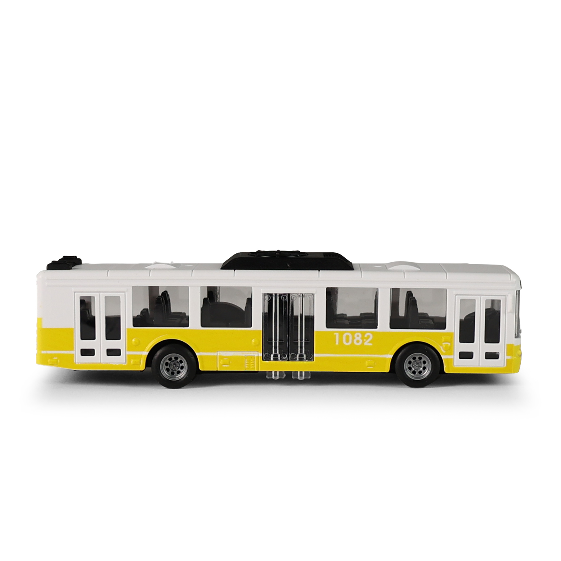 Autobus MHD žlutý 16 cm - otevírací dveře