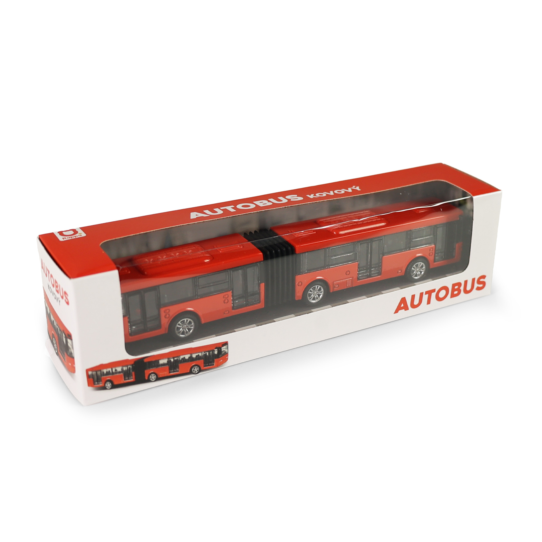 Kovový kloubový autobus červený Bratislava/ČB 18 cm