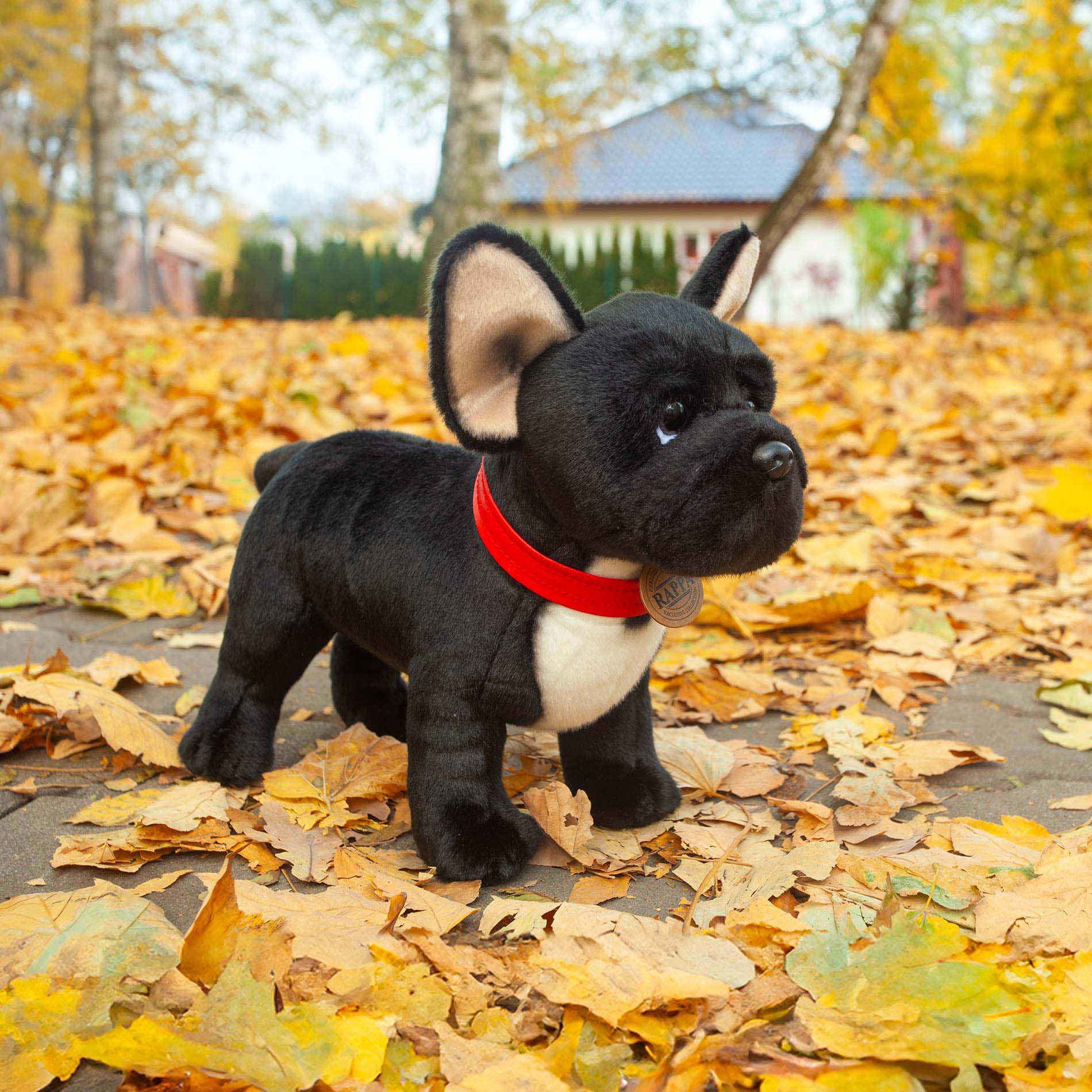 Plyšový pes francouzský buldoček s obojkem 30 cm ECO-FRIENDLY