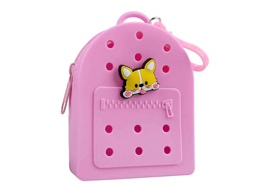 Gifty - Silikonová peněženka růžová a ozdobný pin