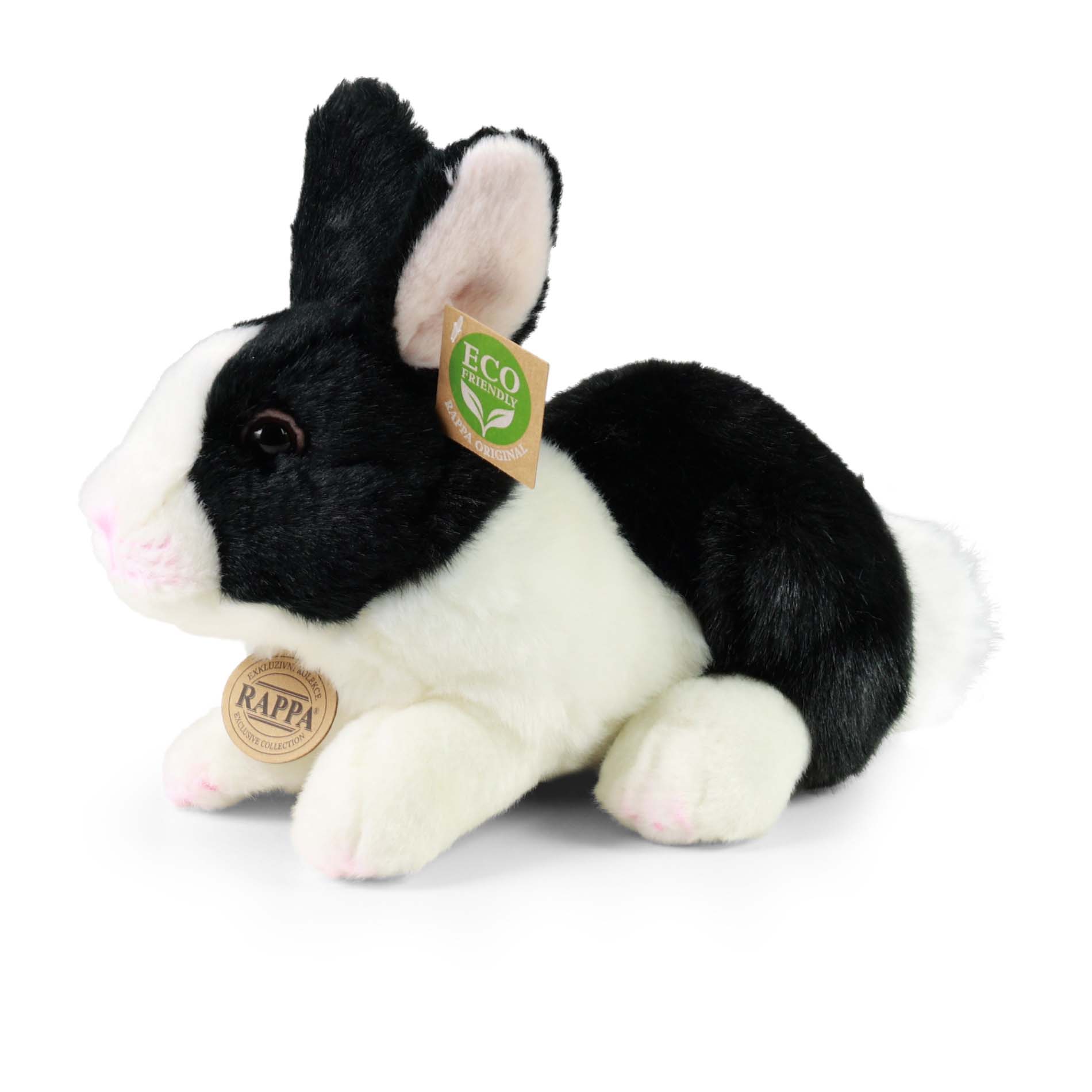 Plyšový králík bílo-černý 23 cm ECO-FRIENDLY