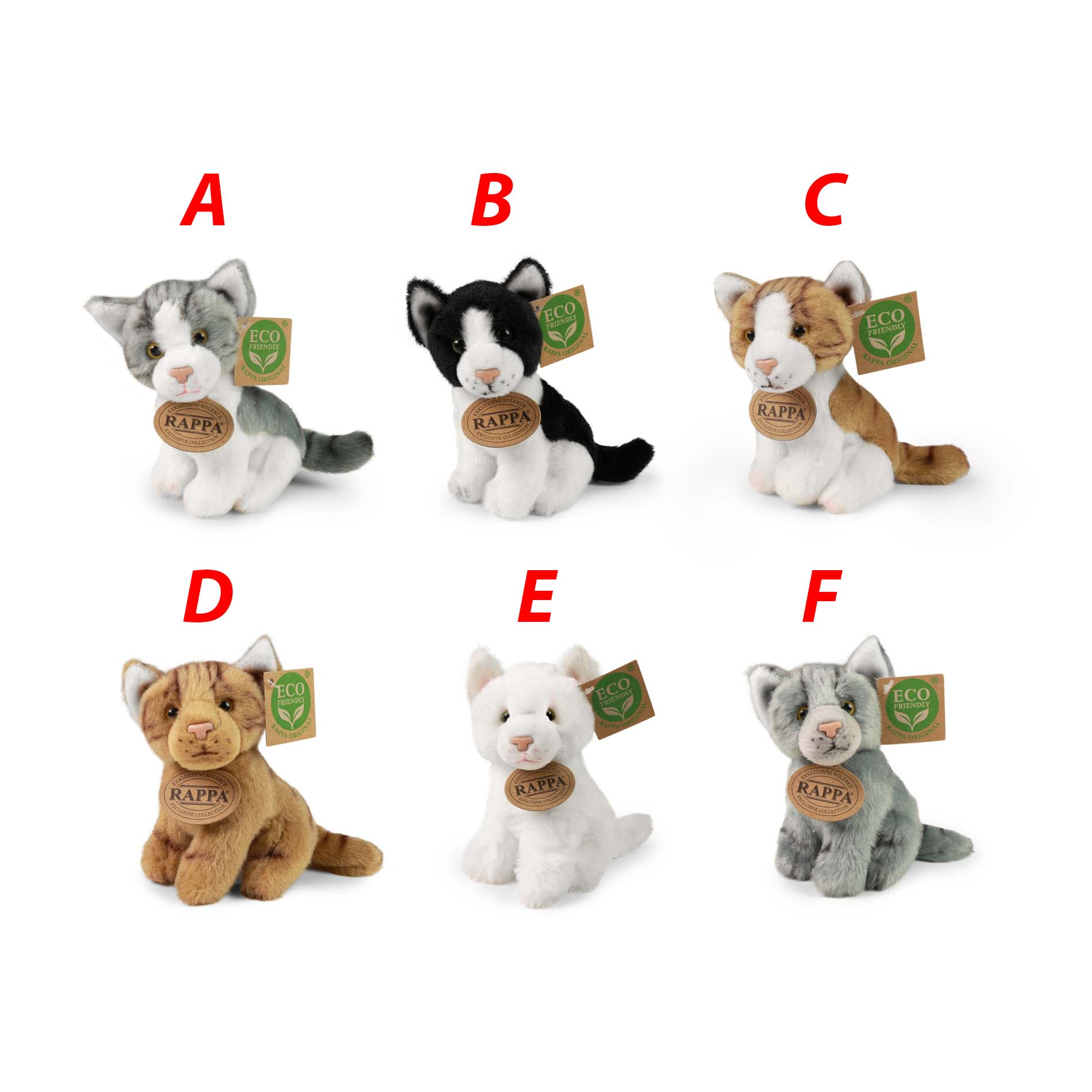 Plyšová kočka 14 cm sedící ECO-FRIENDLY