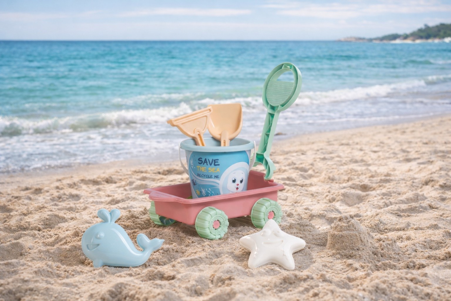 Androni RECYKLACE PASTEL Sada na písek oceán s vozíkem