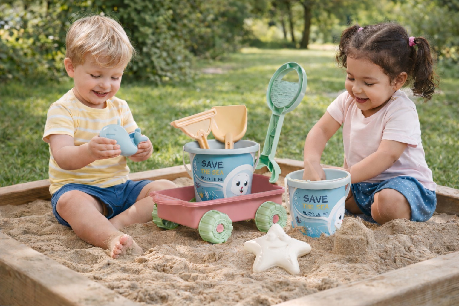 Androni RECYKLACE PASTEL Sada na písek oceán s vozíkem