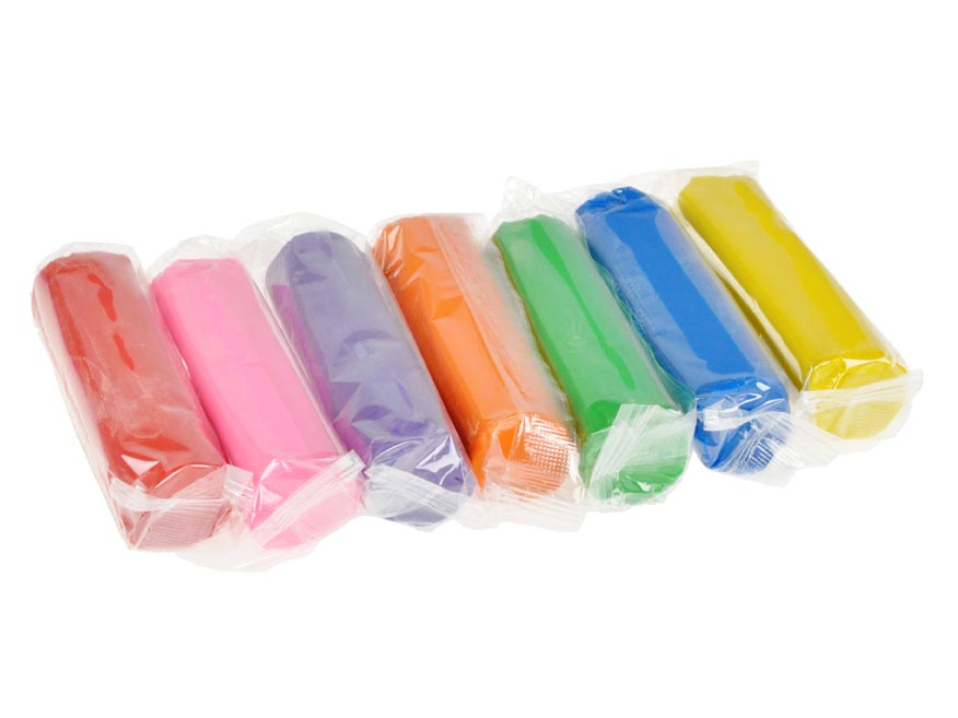 Modelovací hmota  7 barev 550g + 7 tvořítek a váleček