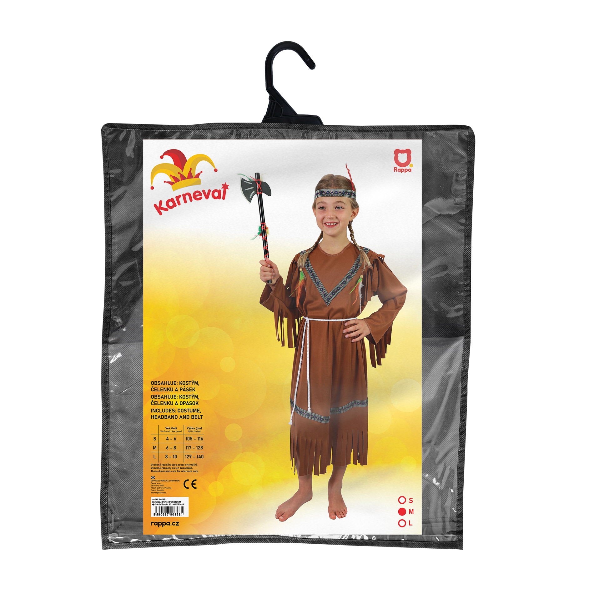 Dětský kostým indiánka s čelenkou a peřím (M)