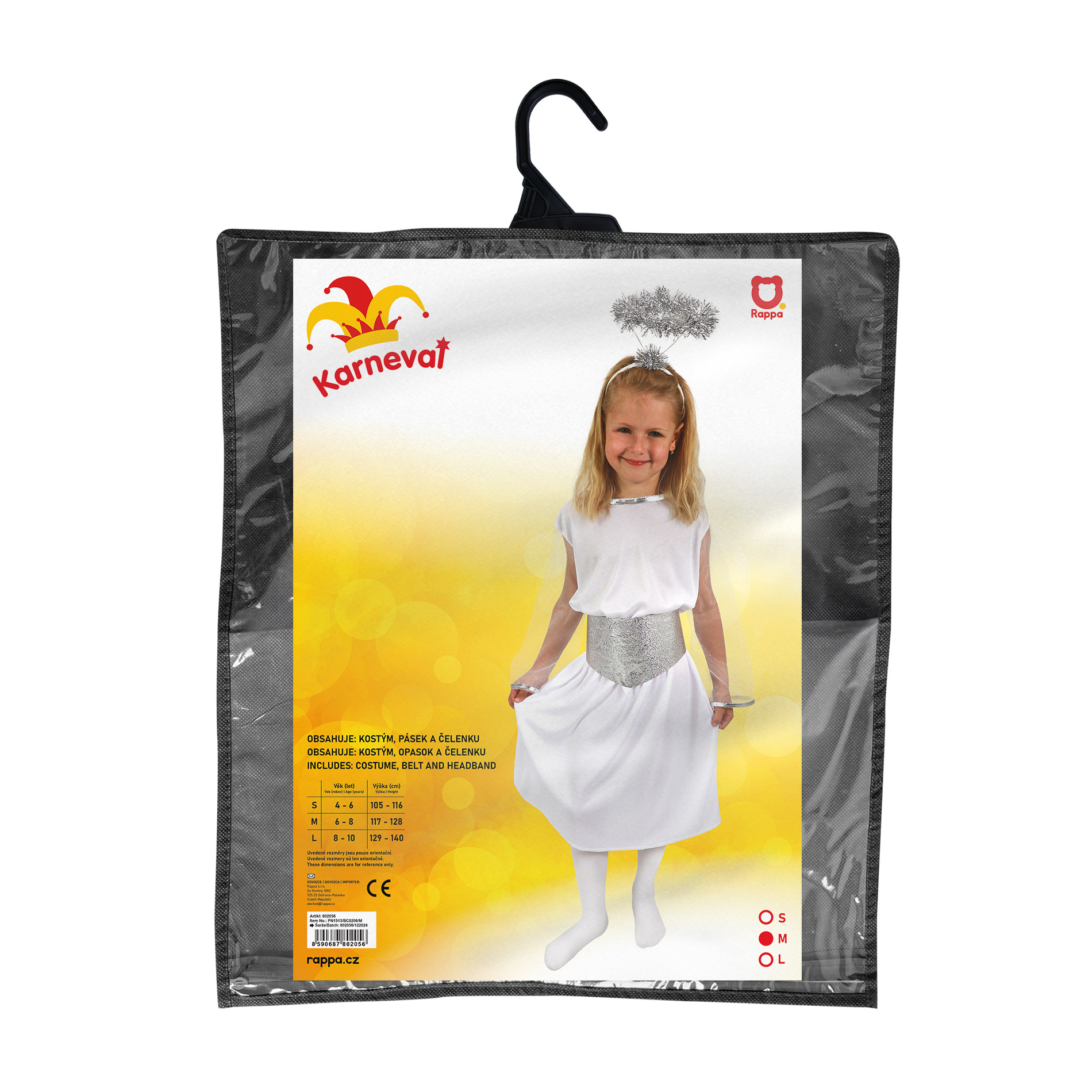 Dětský kostým anděl se svatozáří a páskem (M)